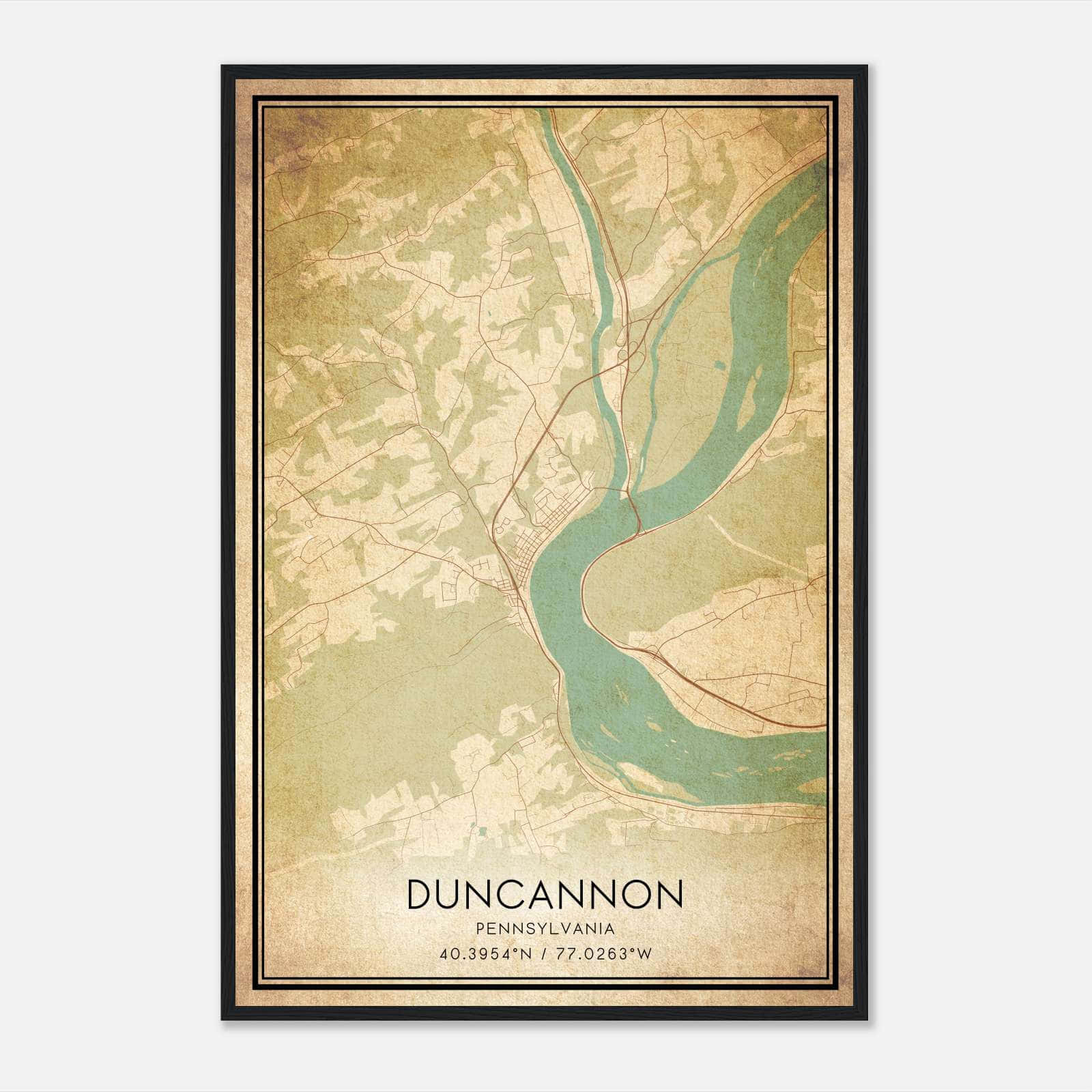 Vintage Duncannon Pennsylvania Map Poster, Duncannon PA City Road Wall Art Print Vintage Duncannon Pennsylvania Map Poster, Duncannon PA City Road Wall Art Print