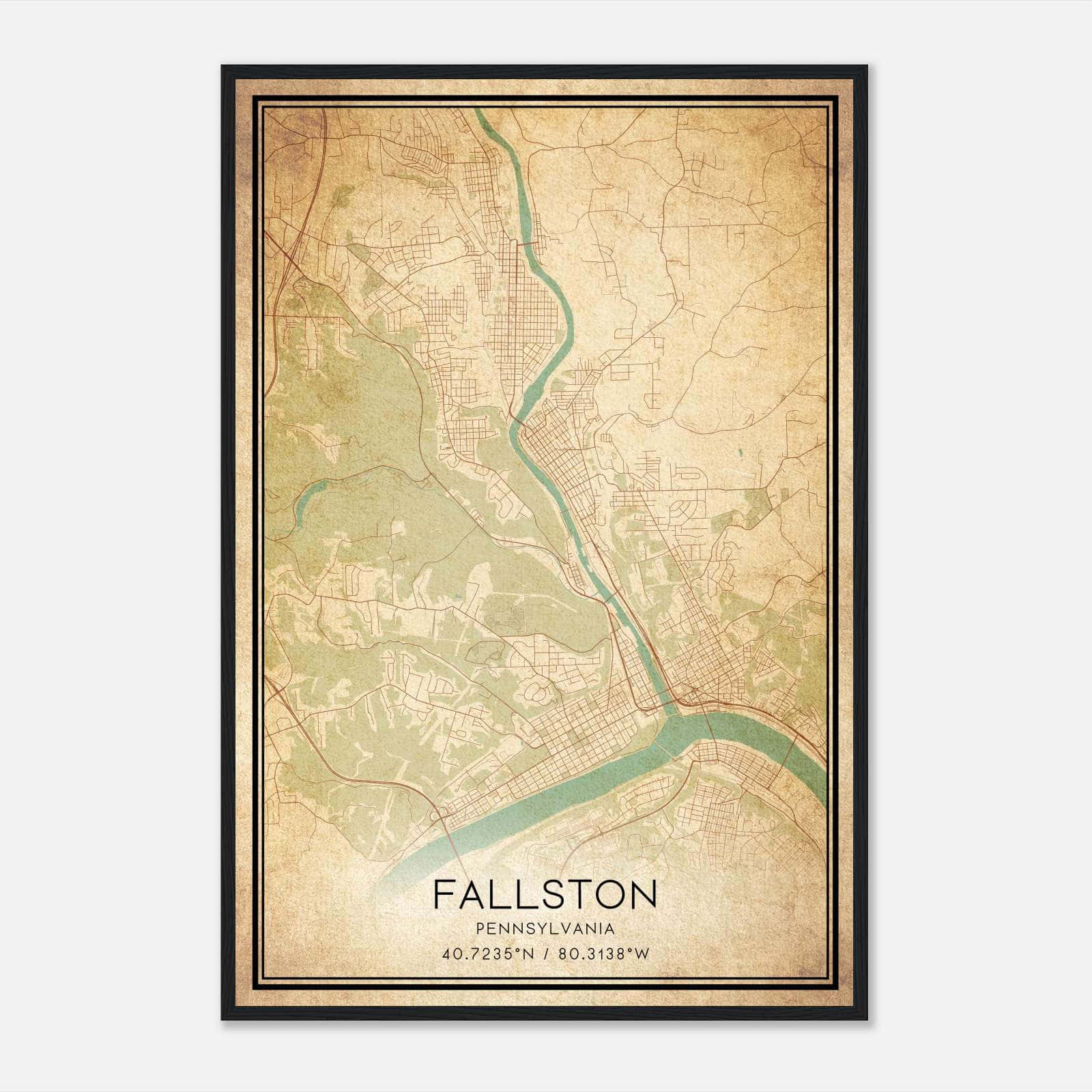 Vintage Fallston Pennsylvania Map Poster, Fallston PA City Road Wall Art Print Vintage Fallston Pennsylvania Map Poster, Fallston PA City Road Wall Art Print