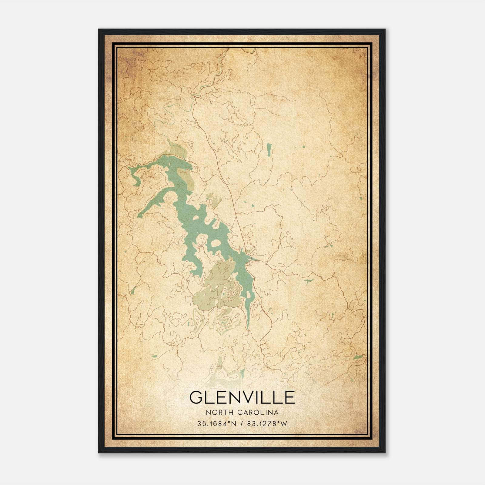 Vintage Glenville North Carolina Map Poster, Glenville NC City Road Wall Art Print Vintage Glenville North Carolina Map Poster, Glenville NC City Road Wall Art Print