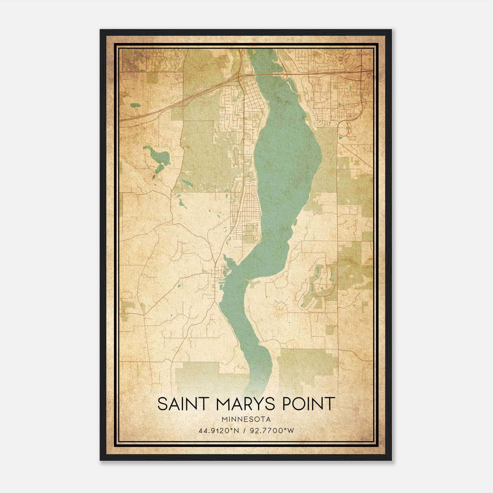 Vintage Saint Marys Point Minnesota Map Poster, Saint Marys Point MN City Road Wall Art Print Vintage Saint Marys Point Minnesota Map Poster, Saint Marys Point MN City Road Wall Art Print