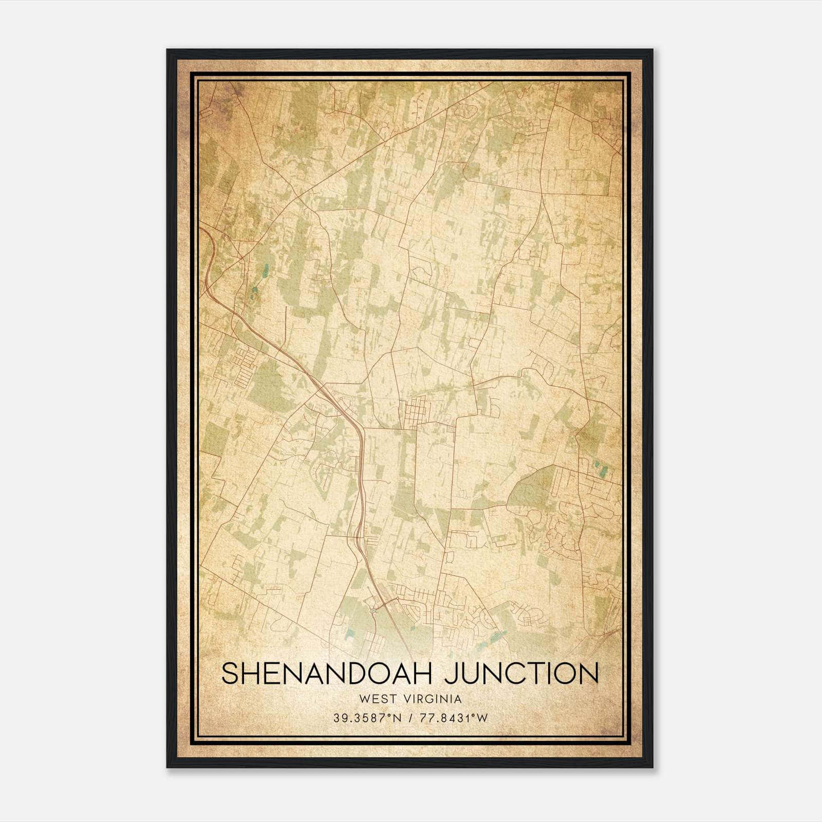 Vintage Shenandoah Junction West Virginia Map Poster, Shenandoah Junction WV City Road Wall Art Print Vintage Shenandoah Junction West Virginia Map Poster, Shenandoah Junction WV City Road Wall Art Print