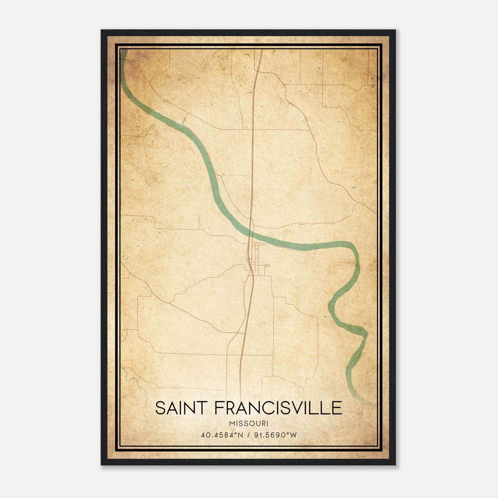 Vintage Saint Francisville Missouri Map Poster, Saint Francisville MO City Road Wall Art Print Vintage Saint Francisville Missouri Map Poster, Saint Francisville MO City Road Wall Art Print