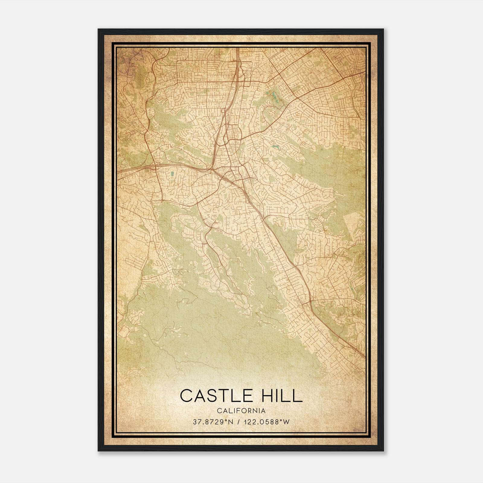 Vintage Castle Hill California Map Poster, Castle Hill CA City Road Wall Art Print Vintage Castle Hill California Map Poster, Castle Hill CA City Road Wall Art Print