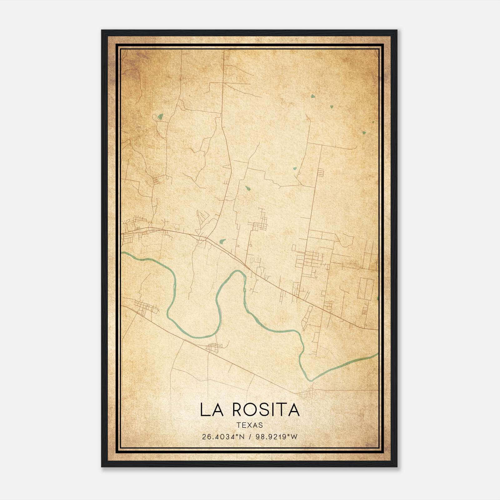Vintage La Rosita Texas Map Poster, La Rosita TX City Road Wall Art Print Vintage La Rosita Texas Map Poster, La Rosita TX City Road Wall Art Print