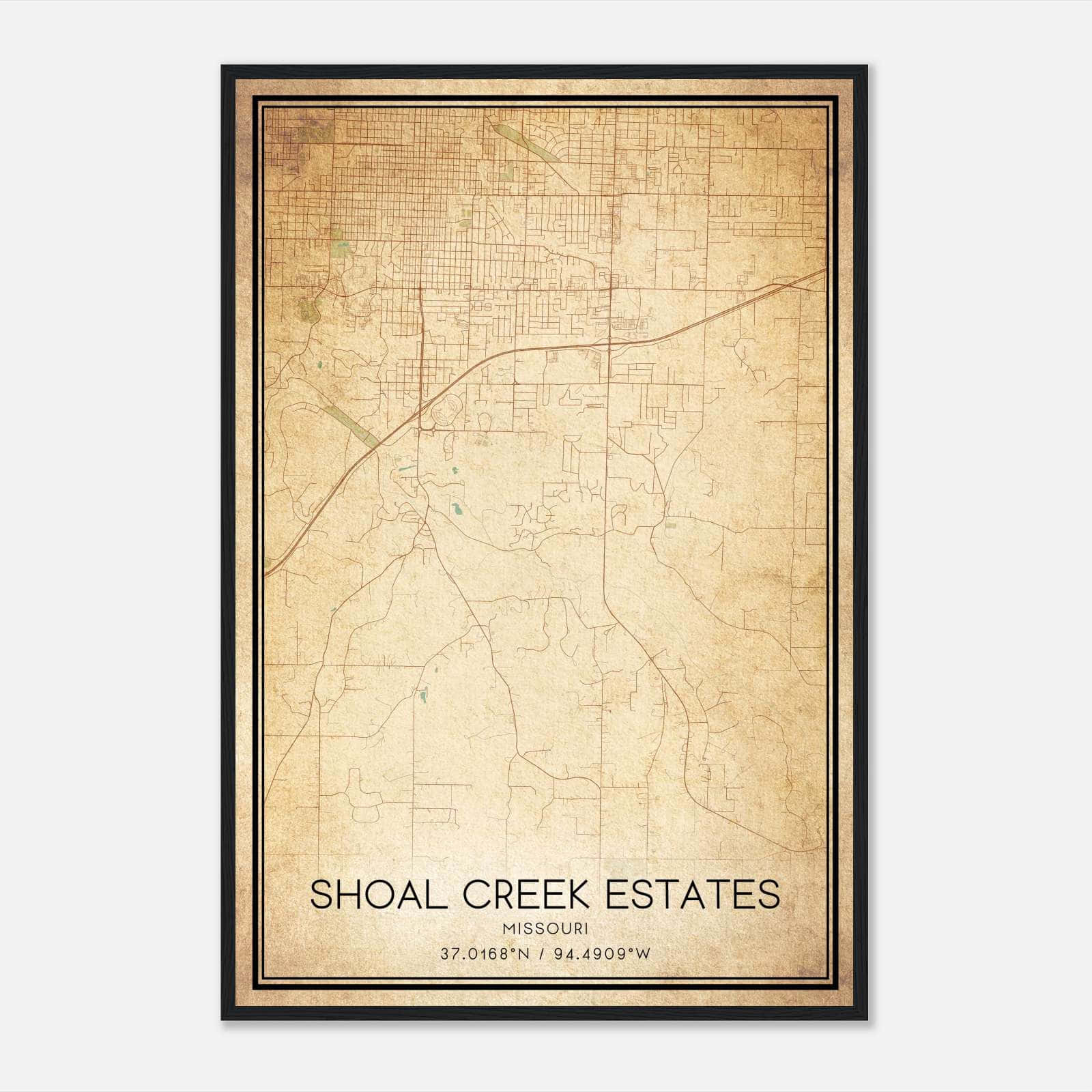 Vintage Shoal Creek Estates Missouri Map Poster, Shoal Creek Estates MO City Road Wall Art Print Vintage Shoal Creek Estates Missouri Map Poster, Shoal Creek Estates MO City Road Wall Art Print
