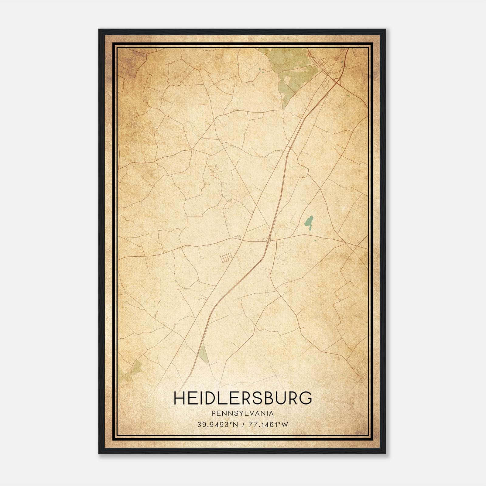 Vintage Heidlersburg Pennsylvania Map Poster, Heidlersburg PA City Road Wall Art Print Vintage Heidlersburg Pennsylvania Map Poster, Heidlersburg PA City Road Wall Art Print