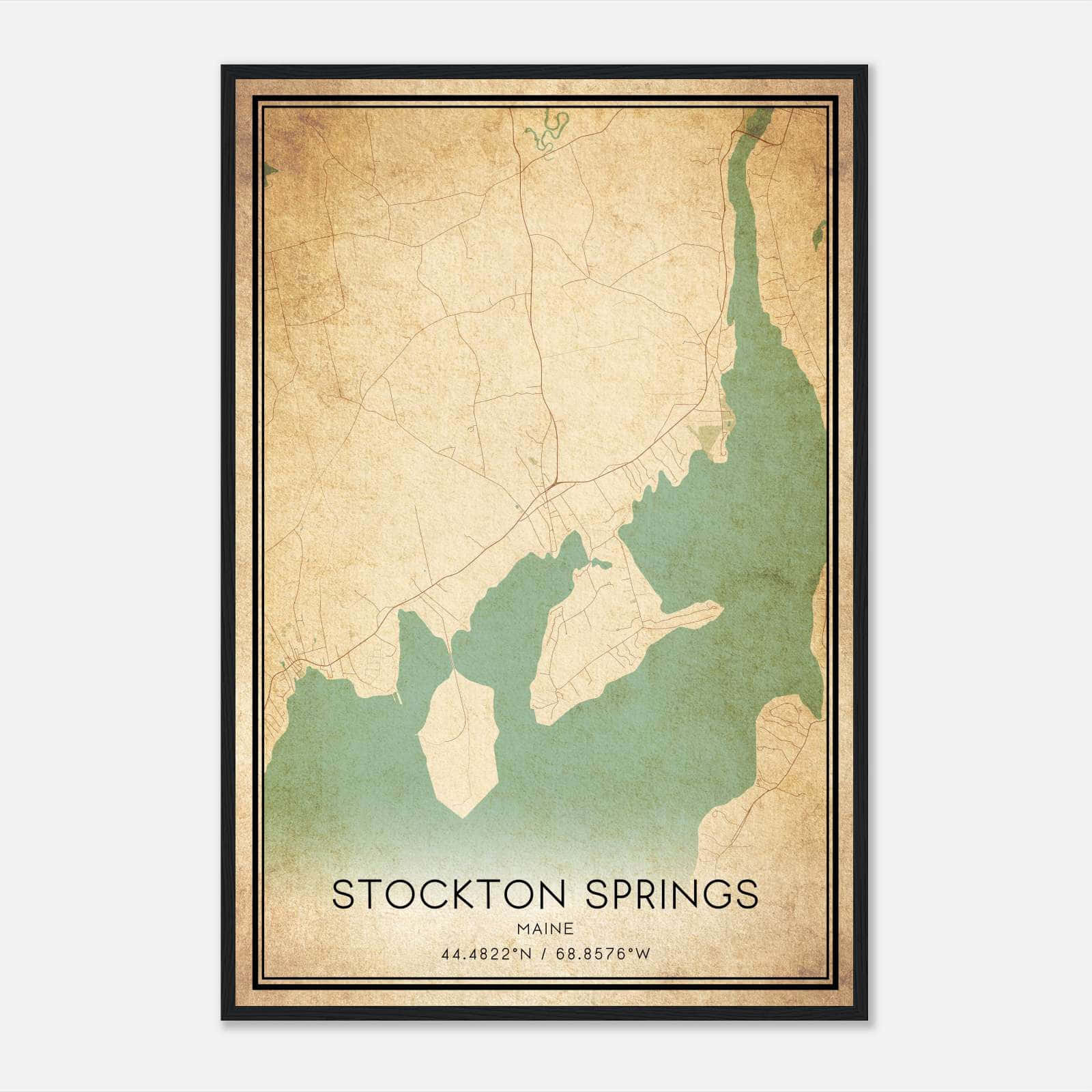 Vintage Stockton Springs Maine Map Poster, Stockton Springs ME City Road Wall Art Print Vintage Stockton Springs Maine Map Poster, Stockton Springs ME City Road Wall Art Print