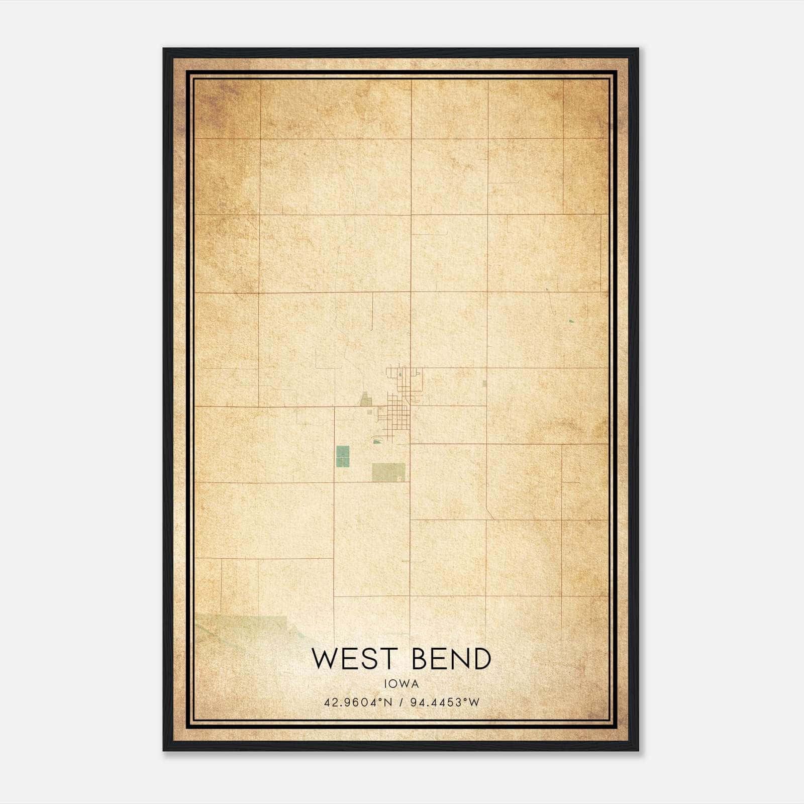 Vintage West Bend Iowa Map Poster, West Bend IA City Road Wall Art Print Vintage West Bend Iowa Map Poster, West Bend IA City Road Wall Art Print