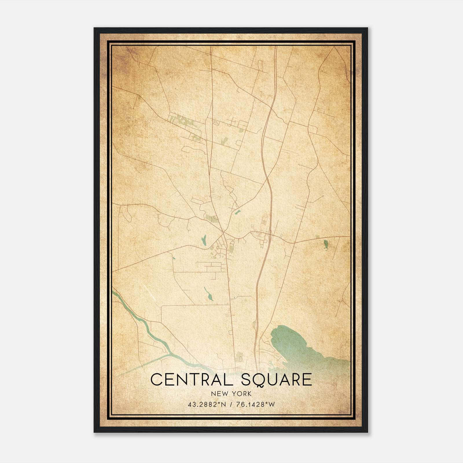 Vintage Central Square New York Map Poster, Central Square NY City Road Wall Art Print Vintage Central Square New York Map Poster, Central Square NY City Road Wall Art Print