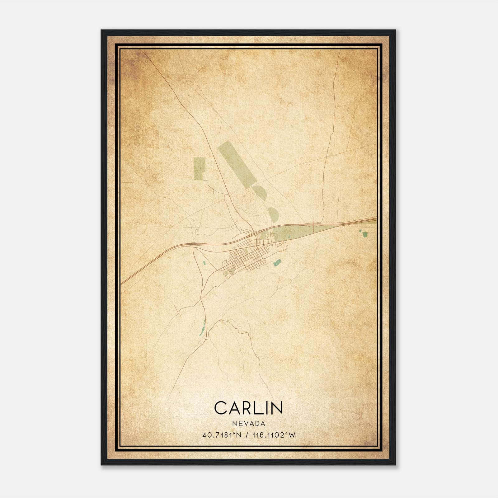 Vintage Carlin Nevada Map Poster, Carlin NV City Road Wall Art Print Vintage Carlin Nevada Map Poster, Carlin NV City Road Wall Art Print