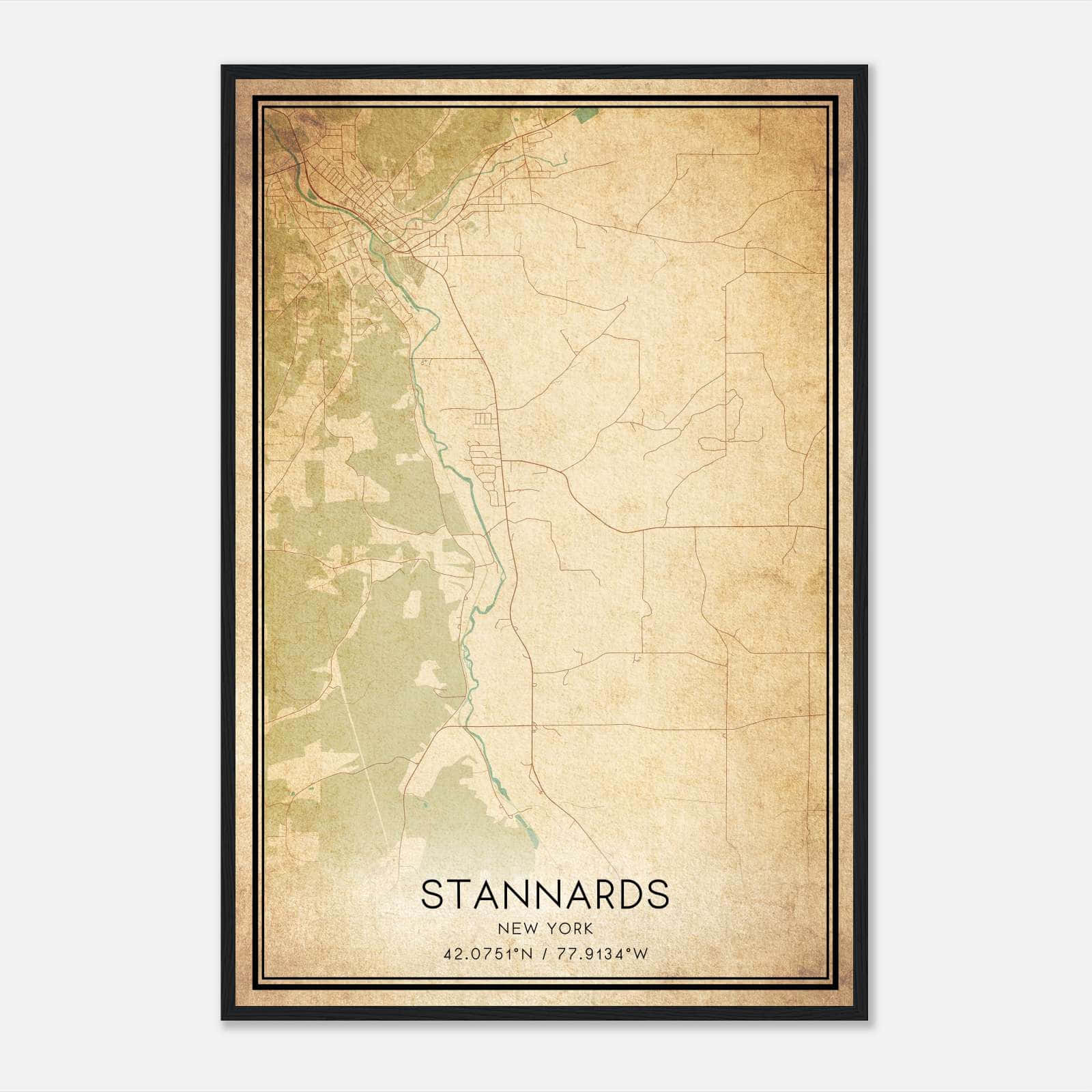 Vintage Stannards New York Map Poster, Stannards NY City Road Wall Art Print Vintage Stannards New York Map Poster, Stannards NY City Road Wall Art Print