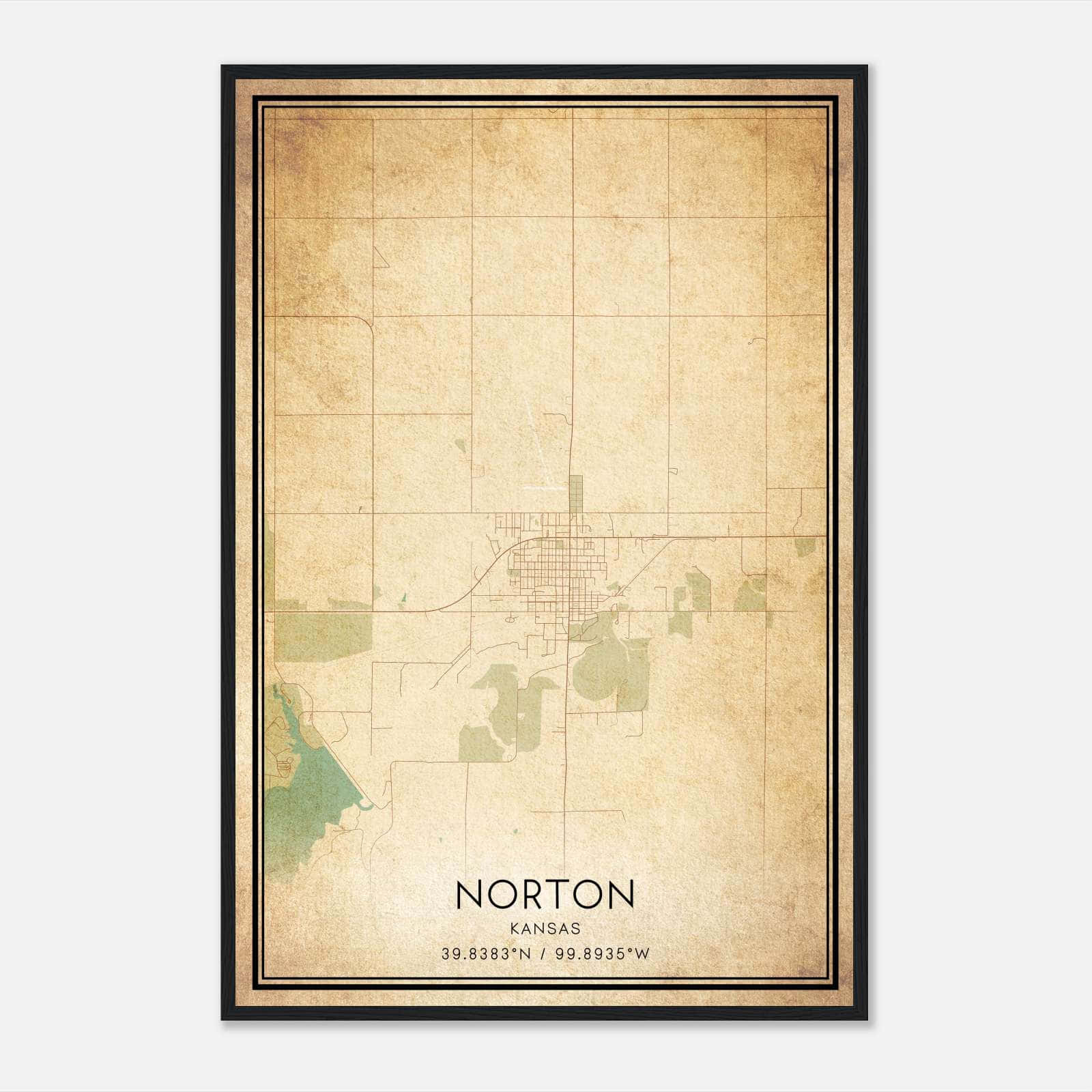 Vintage Norton Kansas Map Poster, Norton KS City Road Wall Art Print Vintage Norton Kansas Map Poster, Norton KS City Road Wall Art Print