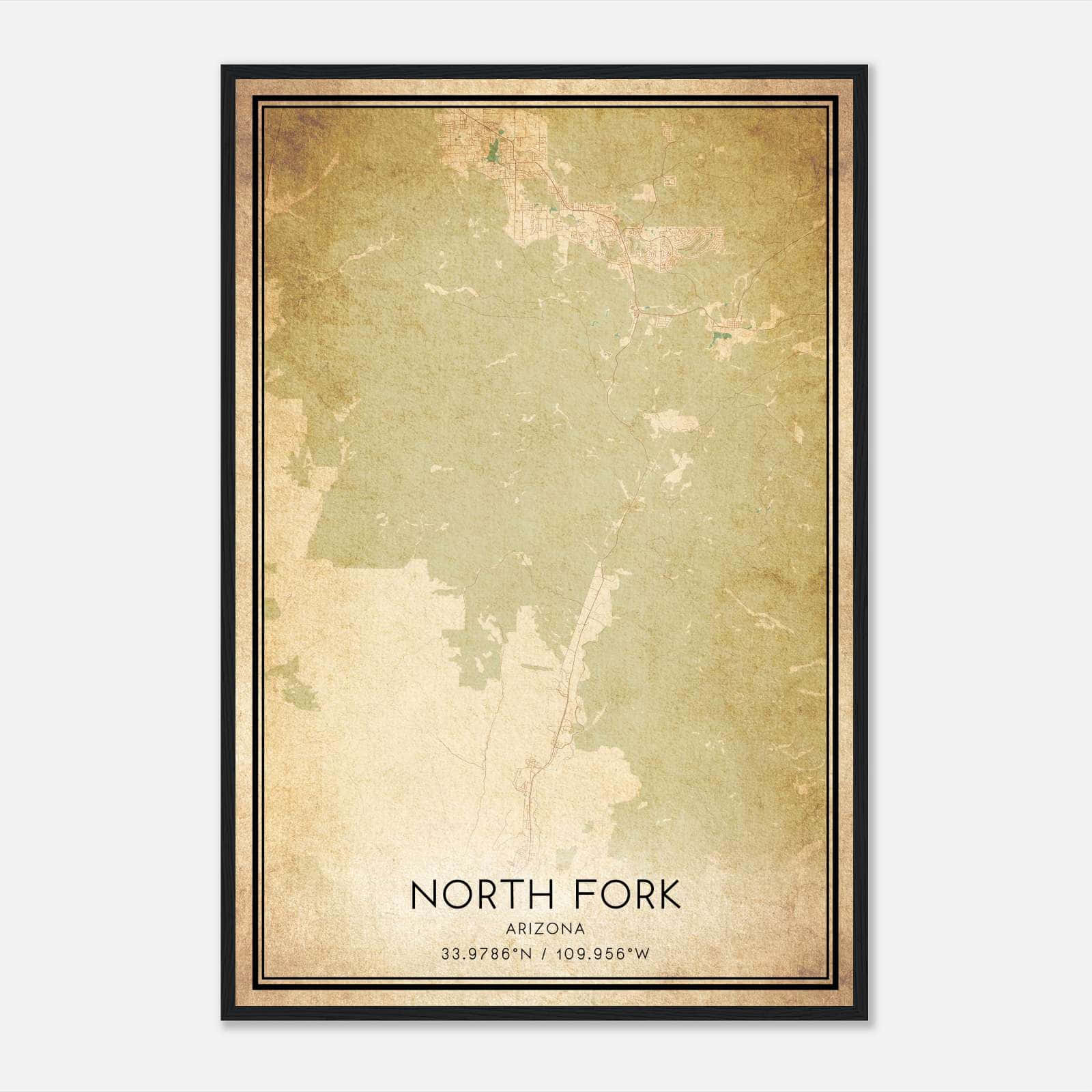 Vintage North Fork Arizona Map Poster, North Fork AZ City Road Wall Art Print Vintage North Fork Arizona Map Poster, North Fork AZ City Road Wall Art Print