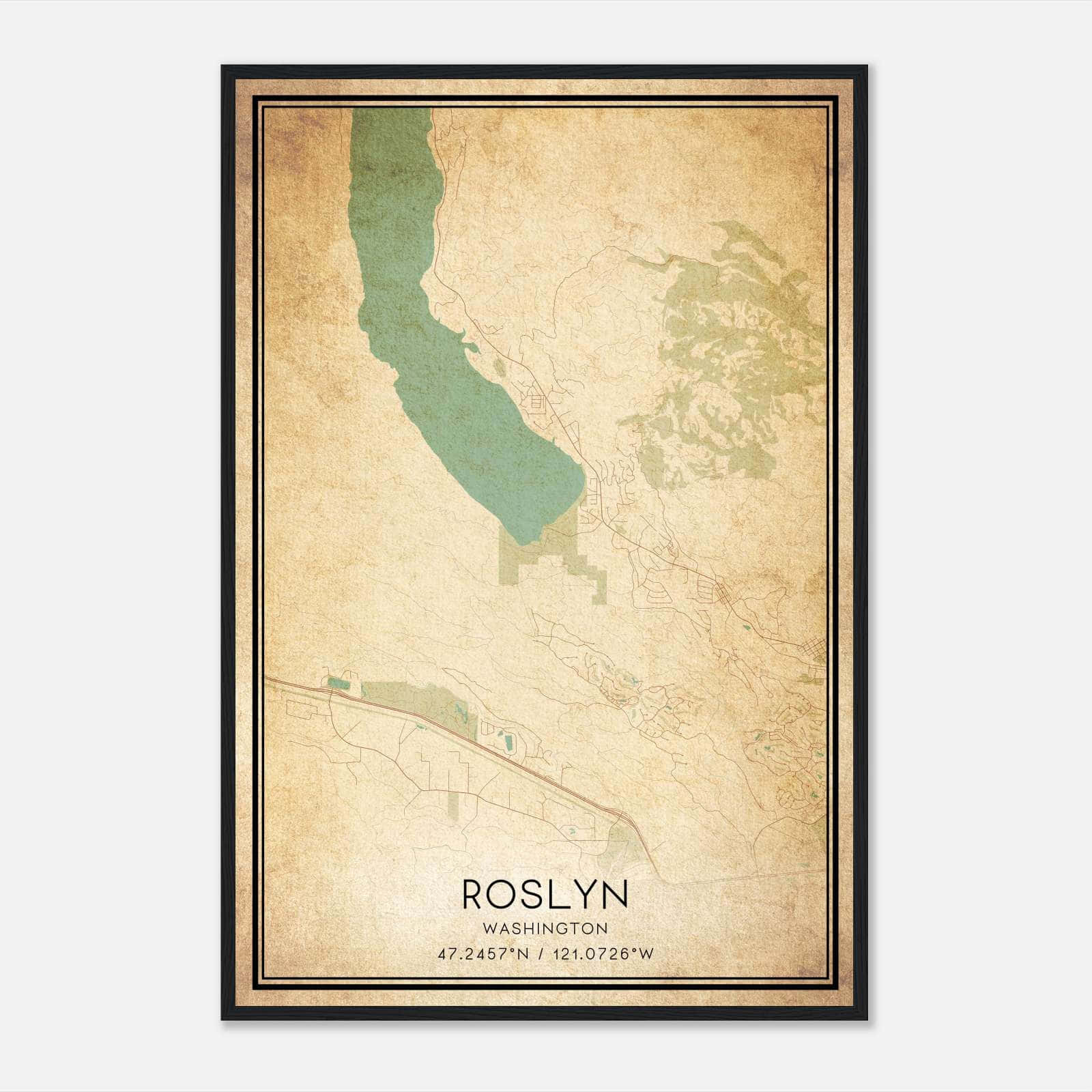 Vintage Roslyn Washington Map Poster, Roslyn WA City Road Wall Art Print Vintage Roslyn Washington Map Poster, Roslyn WA City Road Wall Art Print