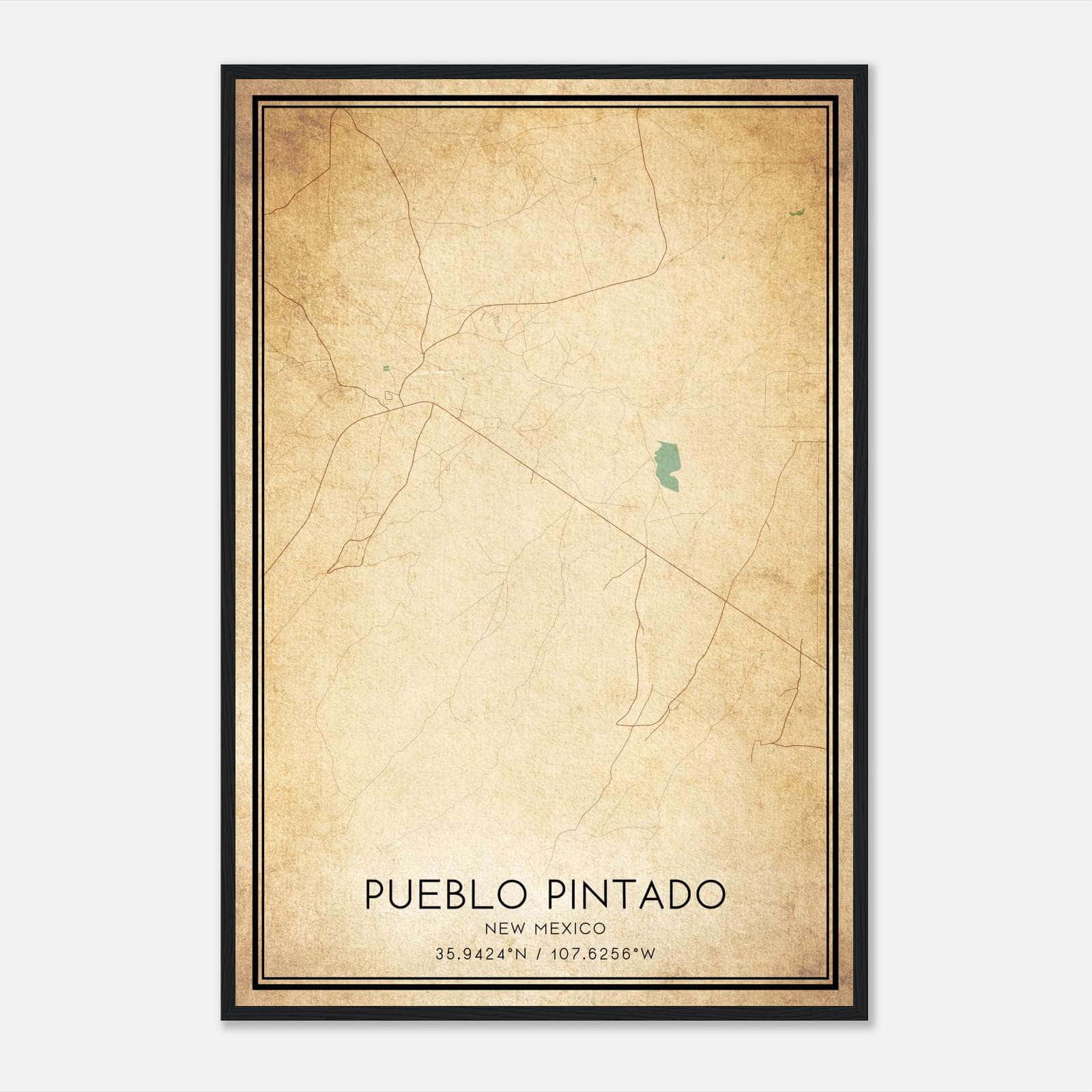 Vintage Pueblo Pintado New Mexico Map Poster, Pueblo Pintado NM City Road Wall Art Print Vintage Pueblo Pintado New Mexico Map Poster, Pueblo Pintado NM City Road Wall Art Print