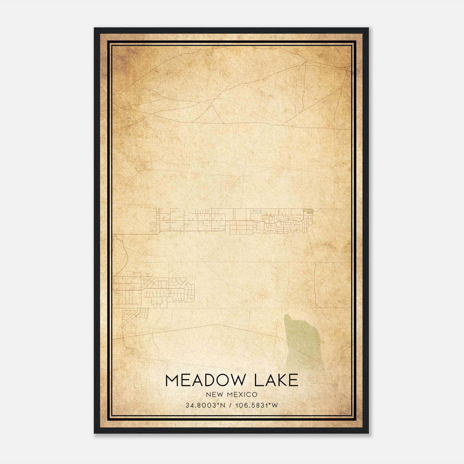 Vintage Meadow Lake New Mexico Map Poster, Meadow Lake NM City Road Wall Art Print Vintage Meadow Lake New Mexico Map Poster, Meadow Lake NM City Road Wall Art Print