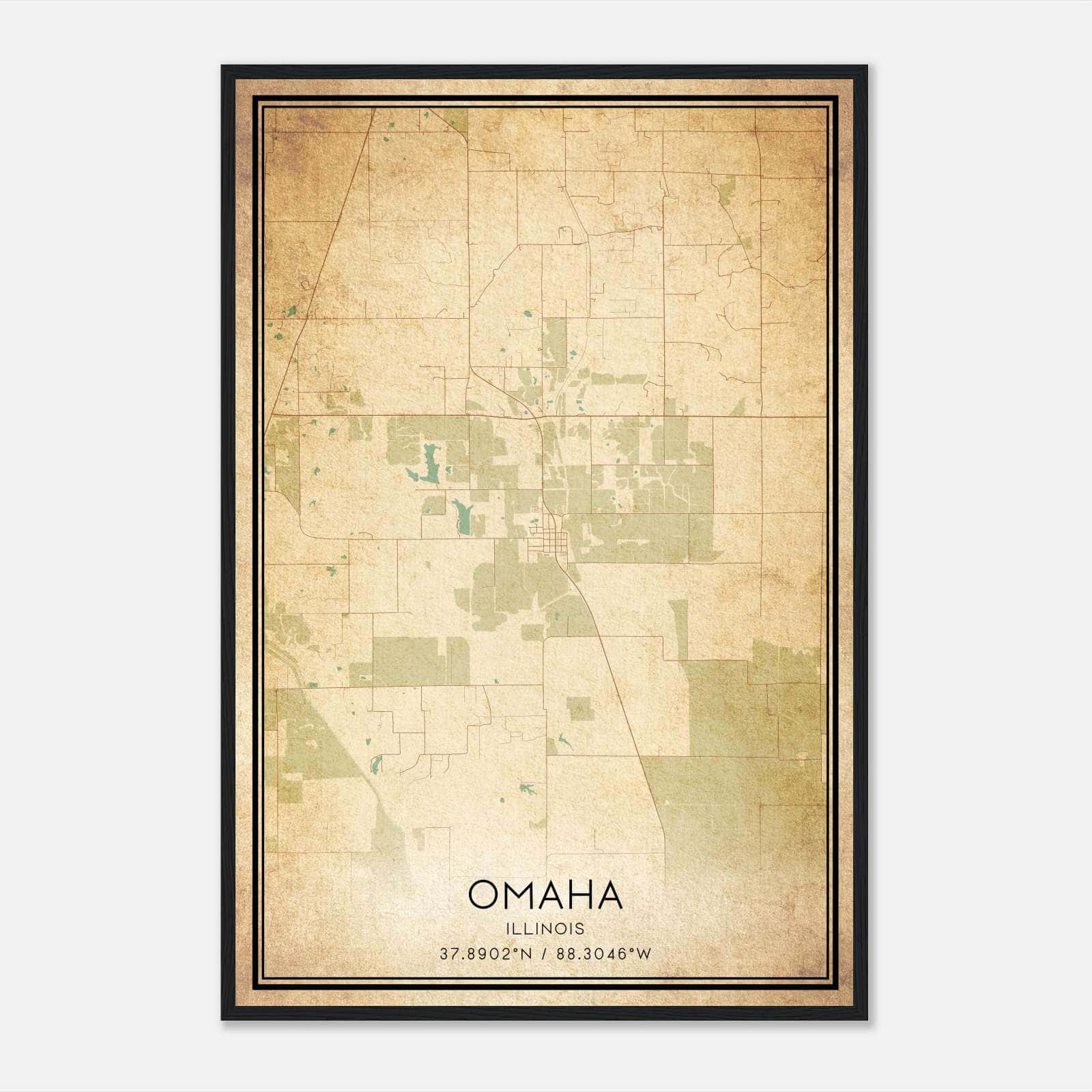 Vintage Omaha Illinois Map Poster, Omaha IL City Road Wall Art Print Vintage Omaha Illinois Map Poster, Omaha IL City Road Wall Art Print