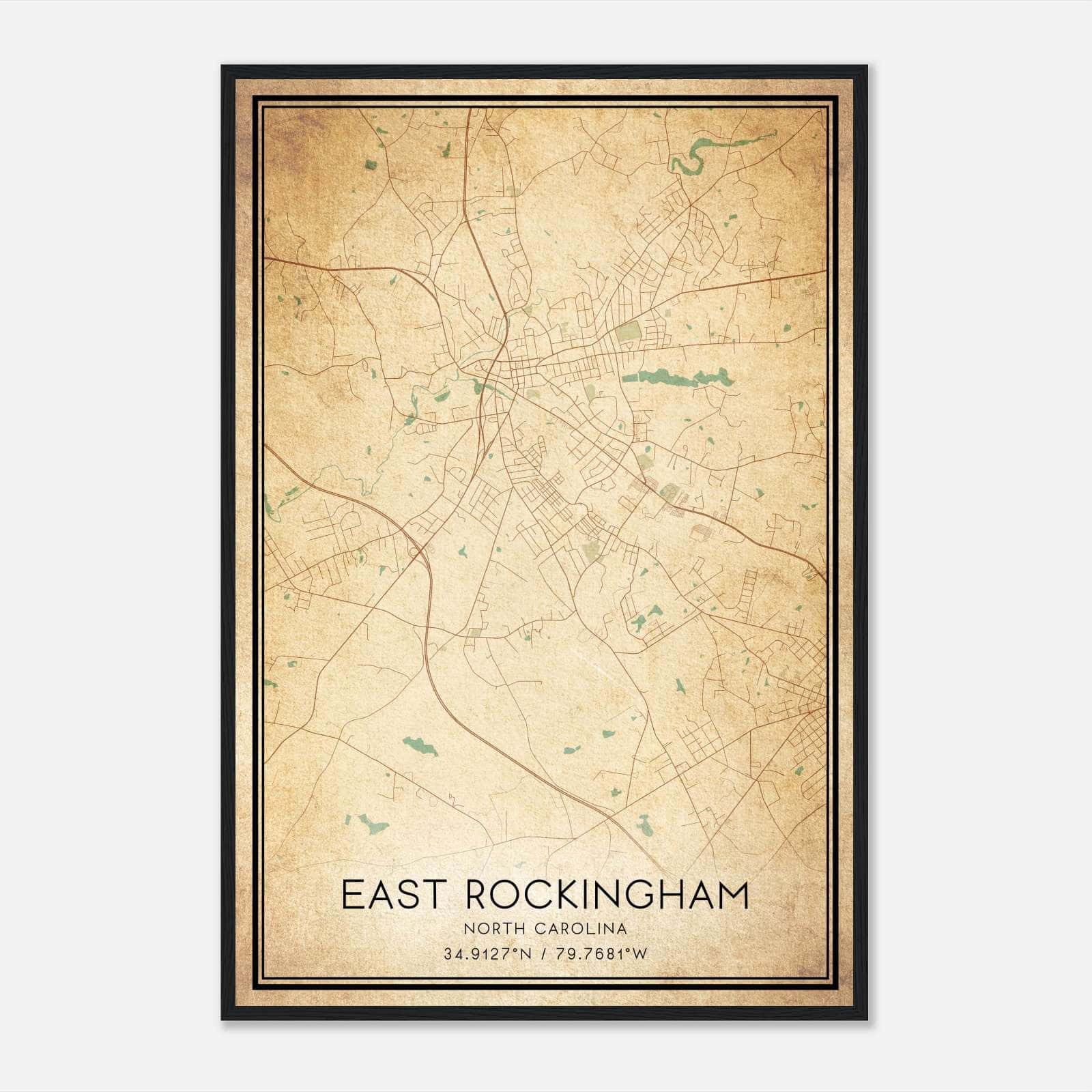 Vintage East Rockingham North Carolina Map Poster, East Rockingham NC City Road Wall Art Print Vintage East Rockingham North Carolina Map Poster, East Rockingham NC City Road Wall Art Print