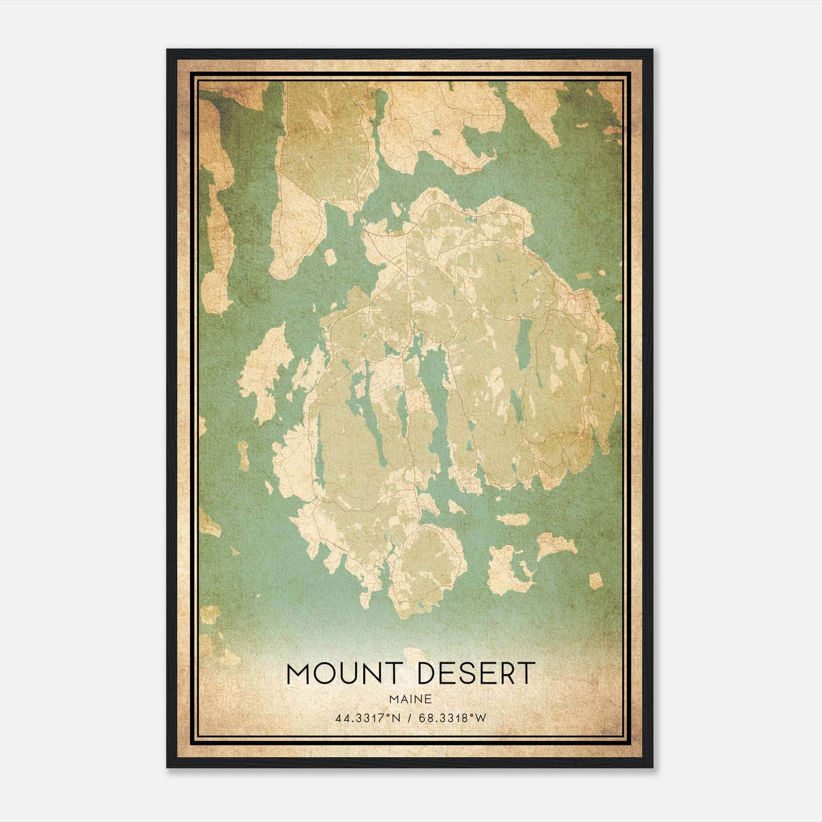 Vintage Mount Desert Maine Map Poster, Mount Desert ME City Road Wall Art Print Vintage Mount Desert Maine Map Poster, Mount Desert ME City Road Wall Art Print