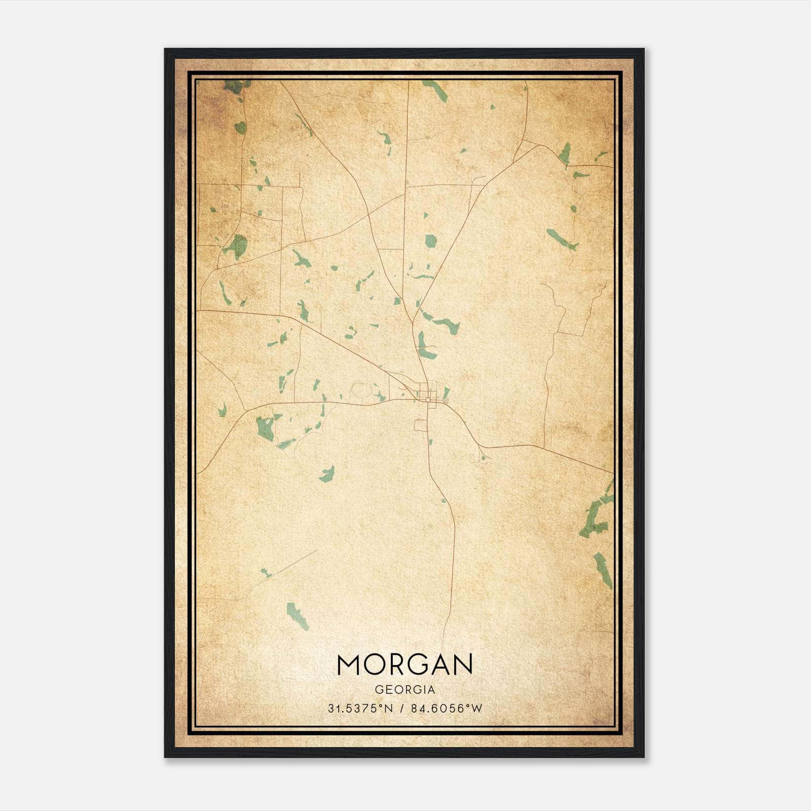 Vintage Morgan Georgia Map Poster, Morgan GA City Road Wall Art Print Vintage Morgan Georgia Map Poster, Morgan GA City Road Wall Art Print