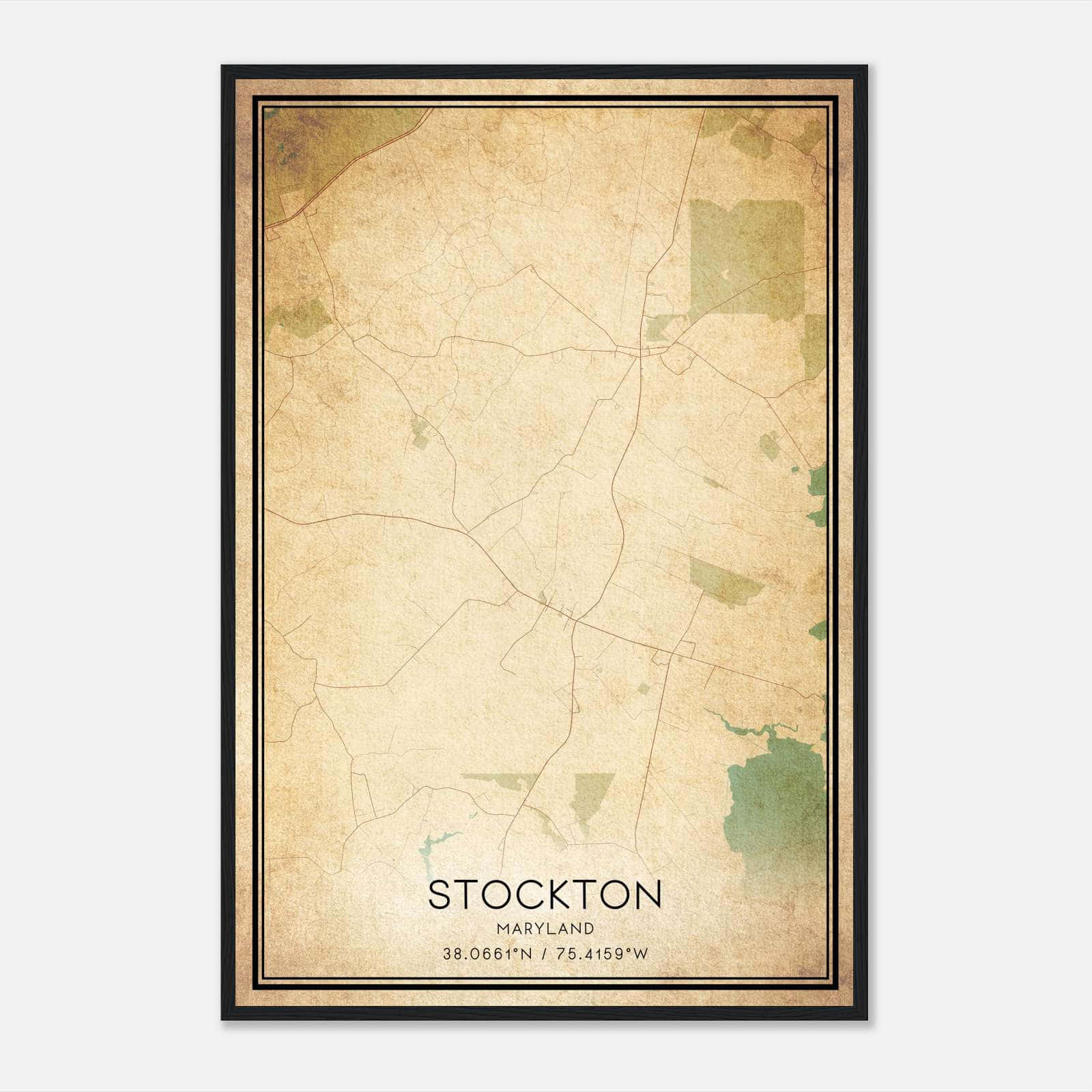Vintage Stockton Maryland Map Poster, Stockton MD City Road Wall Art Print Vintage Stockton Maryland Map Poster, Stockton MD City Road Wall Art Print