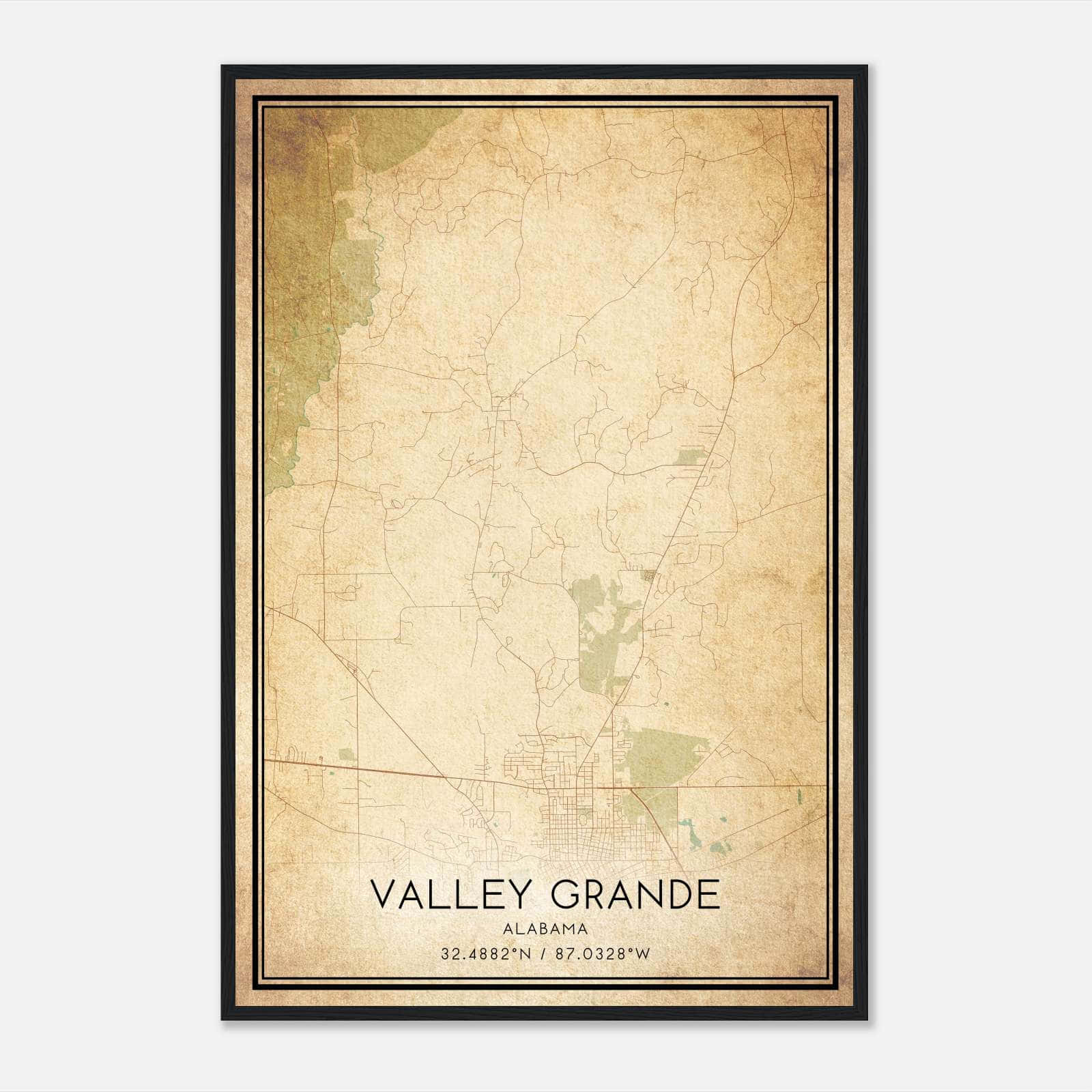 Vintage Valley Grande Alabama Map Poster, Valley Grande AL City Road Wall Art Print Vintage Valley Grande Alabama Map Poster, Valley Grande AL City Road Wall Art Print