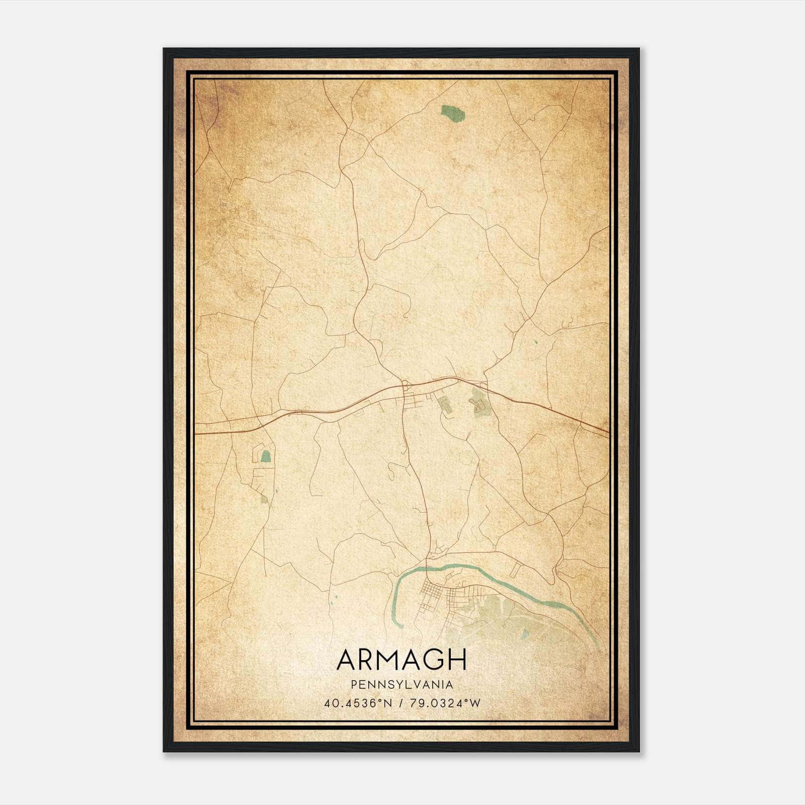 Vintage Armagh Pennsylvania Map Poster, Armagh PA City Road Wall Art Print Vintage Armagh Pennsylvania Map Poster, Armagh PA City Road Wall Art Print