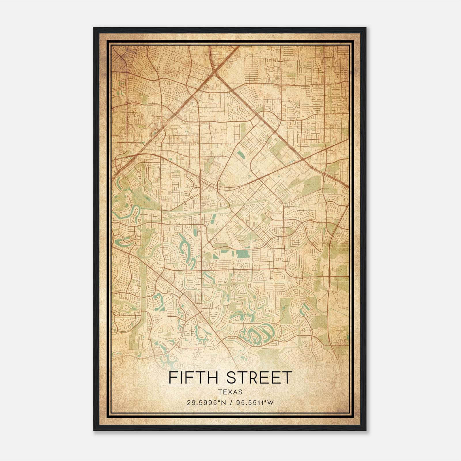 Vintage Fifth Street Texas Map Poster, Fifth Street TX City Road Wall Art Print Vintage Fifth Street Texas Map Poster, Fifth Street TX City Road Wall Art Print