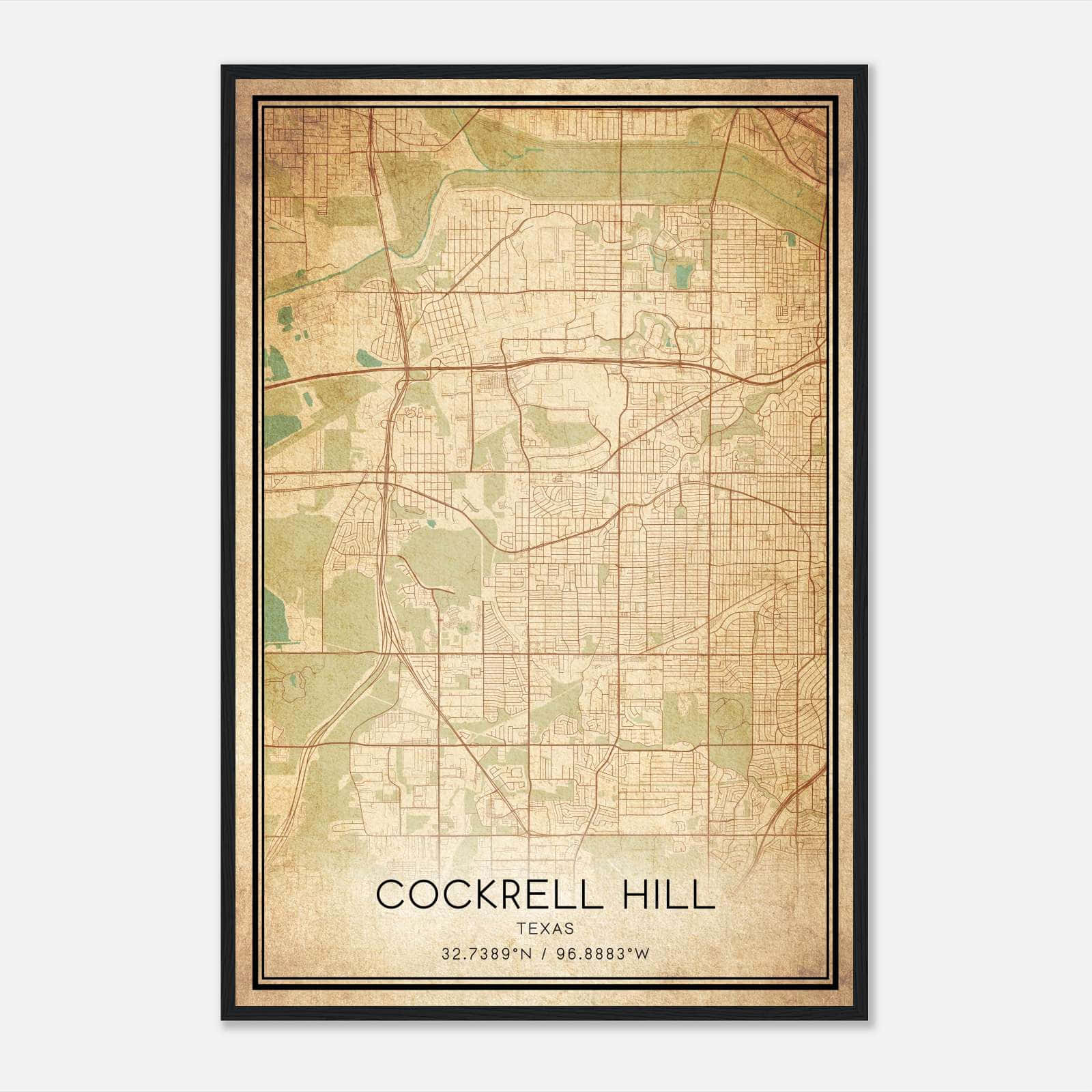 Vintage Cockrell Hill Texas Map Poster, Cockrell Hill TX City Road Wall Art Print Vintage Cockrell Hill Texas Map Poster, Cockrell Hill TX City Road Wall Art Print