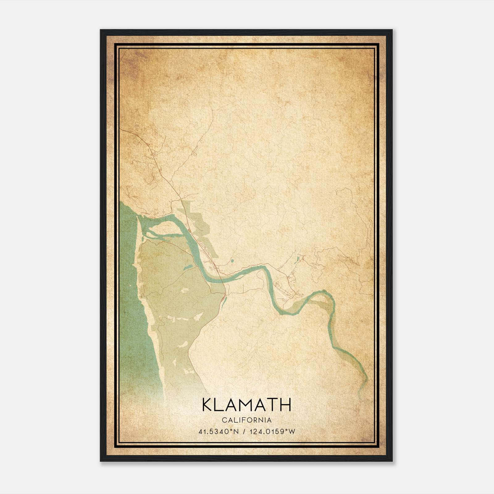 Vintage Klamath California Map Poster, Klamath CA City Road Wall Art Print Vintage Klamath California Map Poster, Klamath CA City Road Wall Art Print