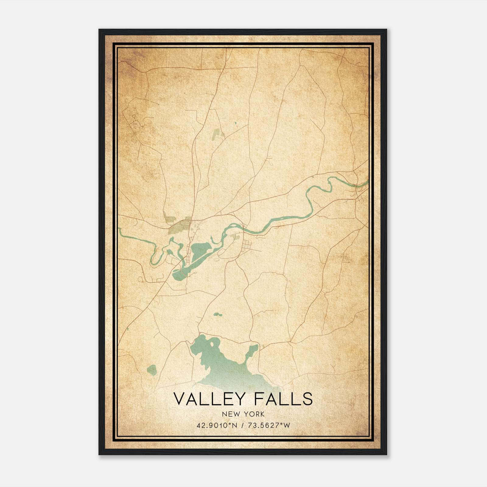 Vintage Valley Falls New York Map Poster, Valley Falls NY City Road Wall Art Print Vintage Valley Falls New York Map Poster, Valley Falls NY City Road Wall Art Print