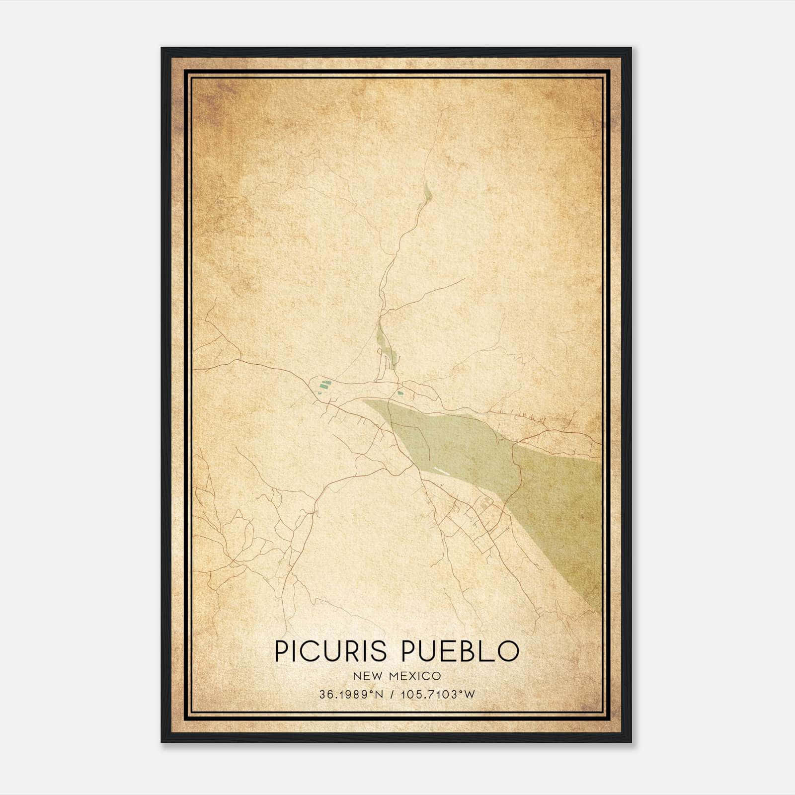 Vintage Picuris Pueblo New Mexico Map Poster, Picuris Pueblo NM City Road Wall Art Print Vintage Picuris Pueblo New Mexico Map Poster, Picuris Pueblo NM City Road Wall Art Print