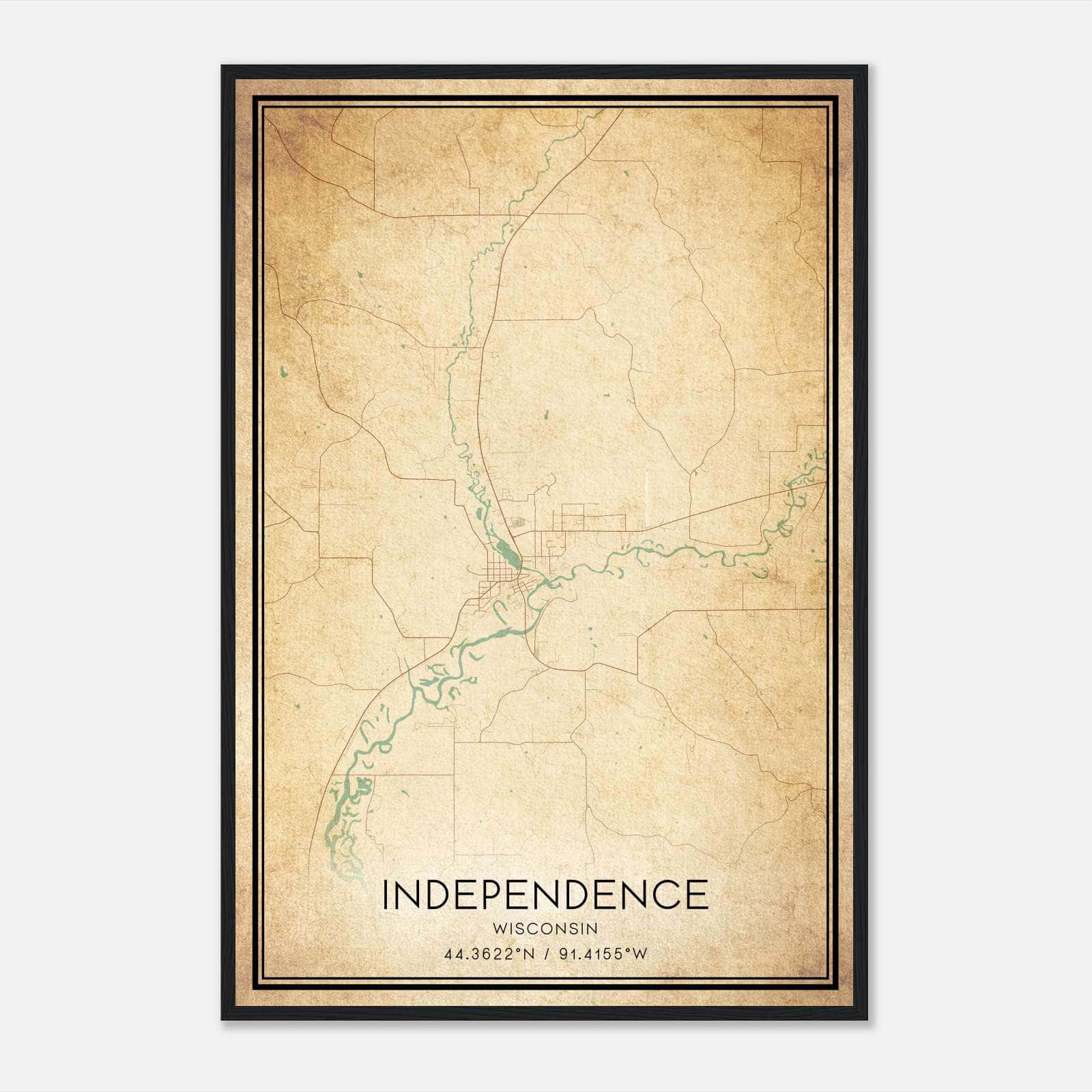 Vintage Independence Wisconsin Map Poster, Independence WI City Road Wall Art Print Vintage Independence Wisconsin Map Poster, Independence WI City Road Wall Art Print