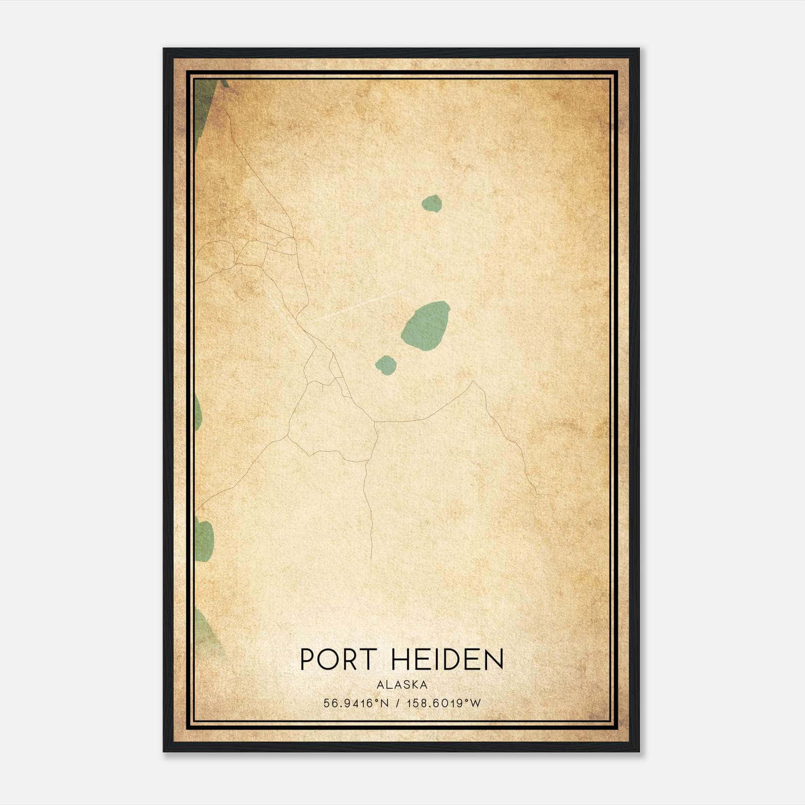 Vintage Port Heiden Alaska Map Poster, Port Heiden AK City Road Wall Art Print Vintage Port Heiden Alaska Map Poster, Port Heiden AK City Road Wall Art Print
