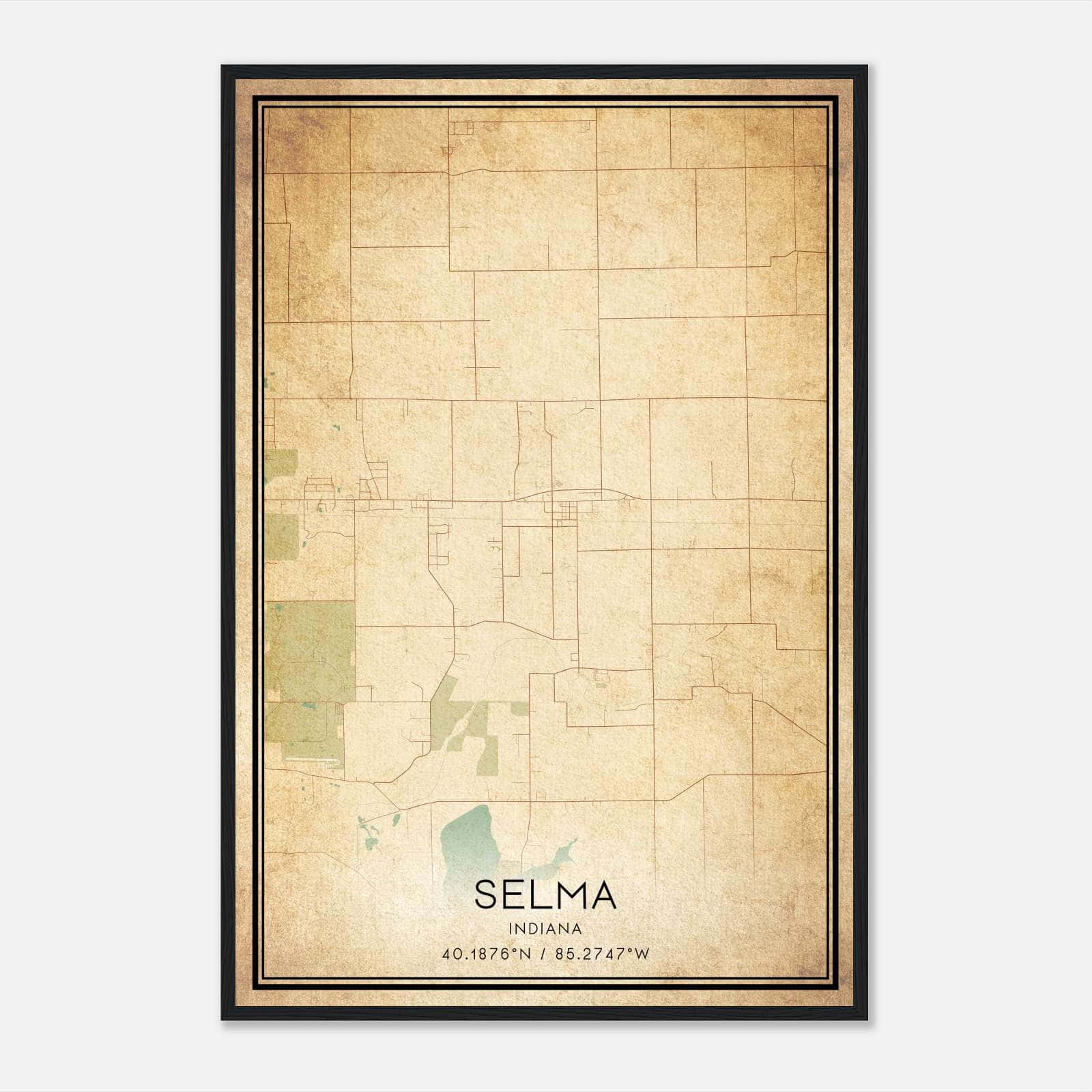 Vintage Selma Indiana Map Poster, Selma IN City Road Wall Art Print Vintage Selma Indiana Map Poster, Selma IN City Road Wall Art Print