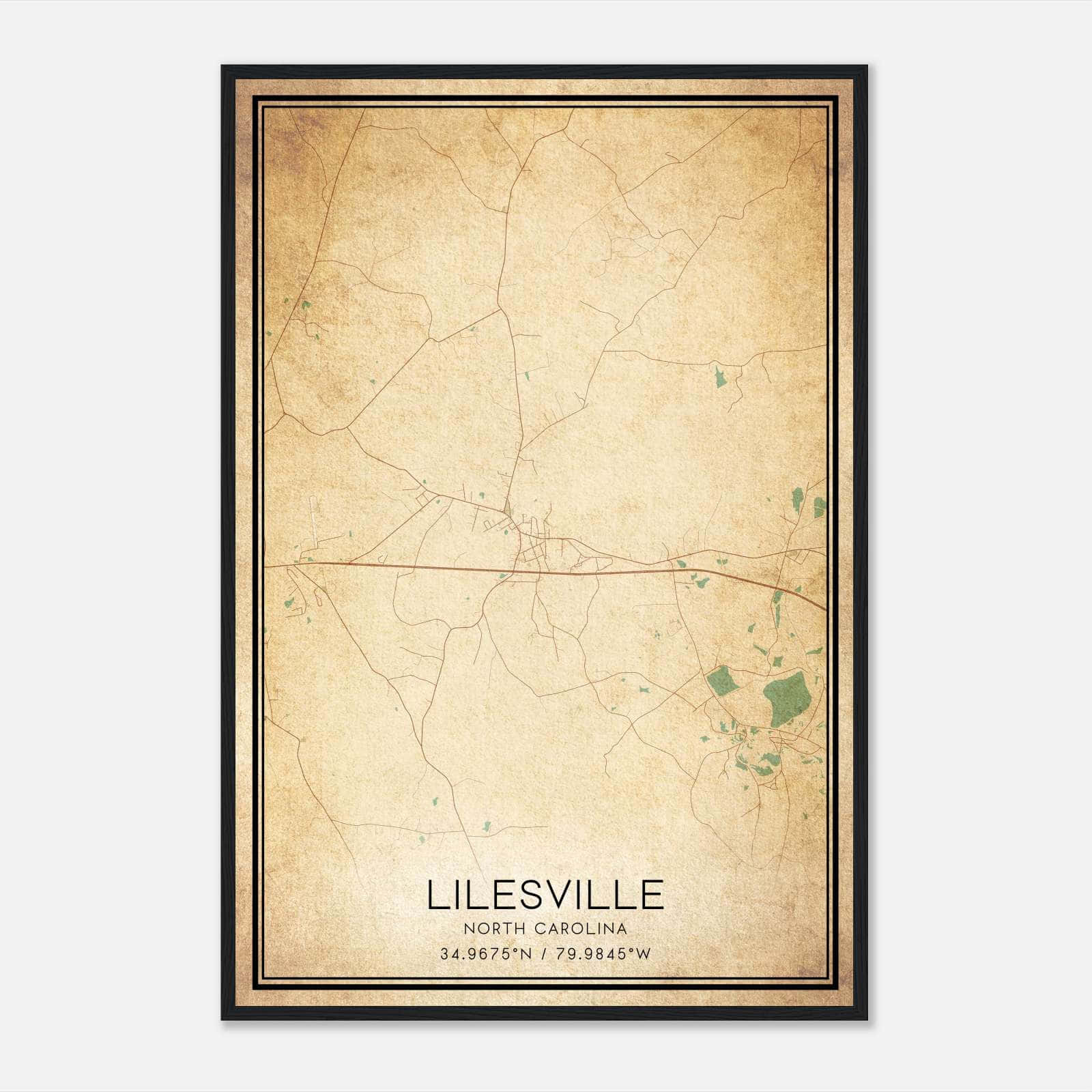 Vintage Lilesville North Carolina Map Poster, Lilesville NC City Road Wall Art Print Vintage Lilesville North Carolina Map Poster, Lilesville NC City Road Wall Art Print