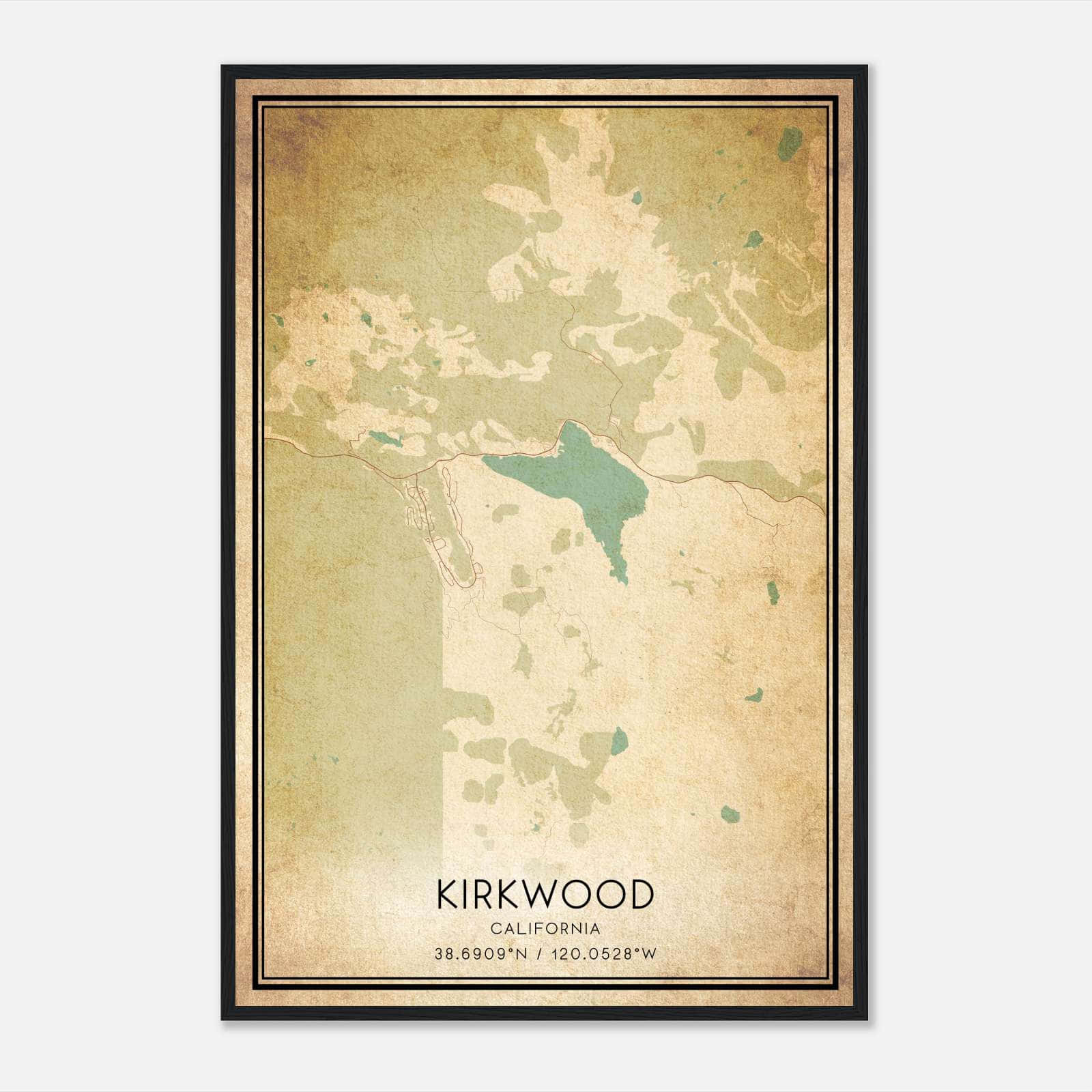 Vintage Kirkwood California Map Poster, Kirkwood CA City Road Wall Art Print Vintage Kirkwood California Map Poster, Kirkwood CA City Road Wall Art Print