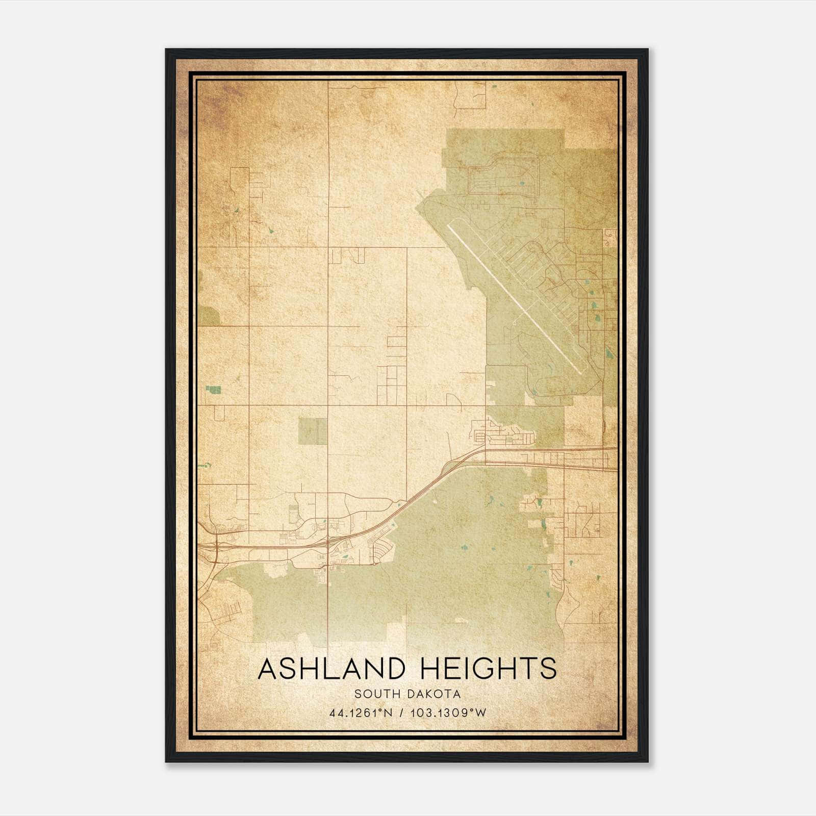Vintage Ashland Heights South Dakota Map Poster, Ashland Heights SD City Road Wall Art Print Vintage Ashland Heights South Dakota Map Poster, Ashland Heights SD City Road Wall Art Print