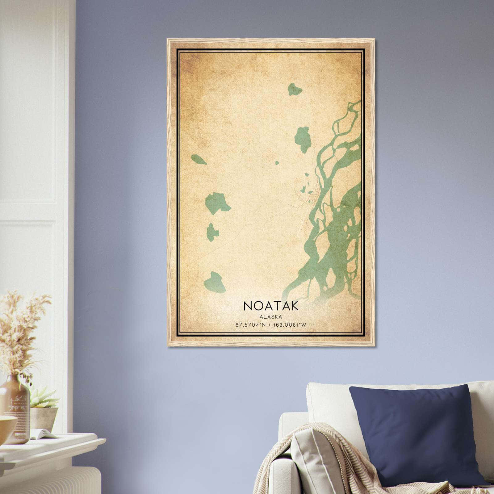 Vintage Noatak Alaska Map Poster, Noatak AK City Road Wall Art Print