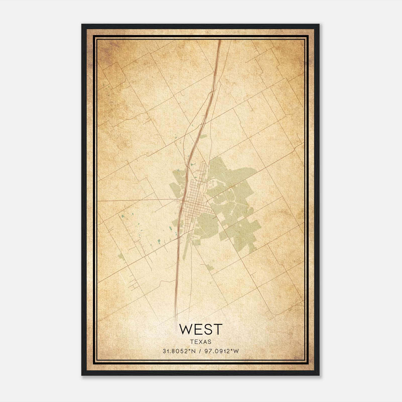 Vintage West Texas Map Poster, West TX City Road Wall Art Print Vintage West Texas Map Poster, West TX City Road Wall Art Print