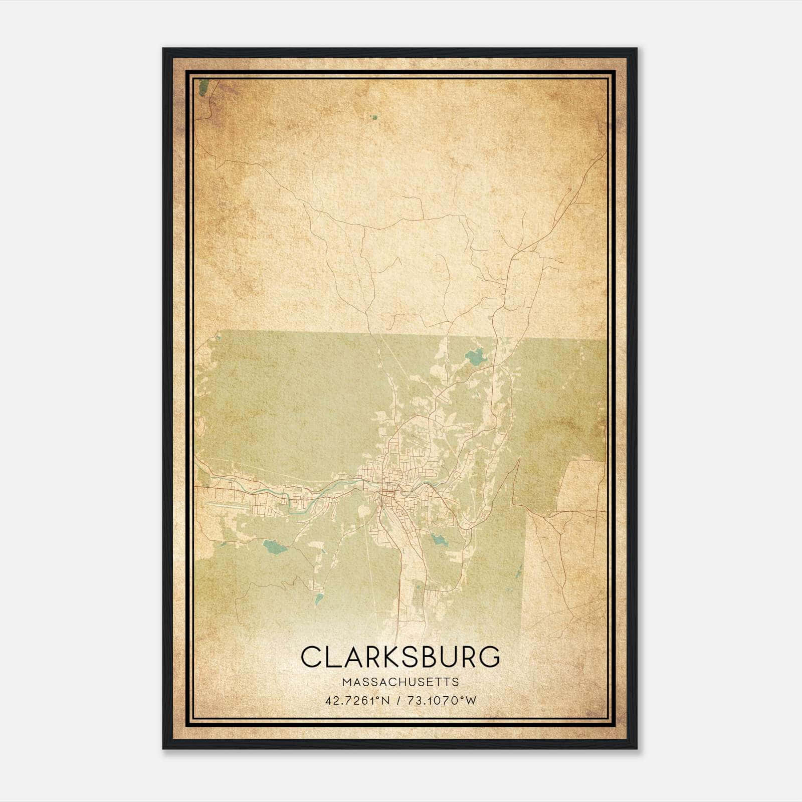 Vintage Clarksburg Massachusetts Map Poster, Clarksburg MA City Road Wall Art Print Vintage Clarksburg Massachusetts Map Poster, Clarksburg MA City Road Wall Art Print