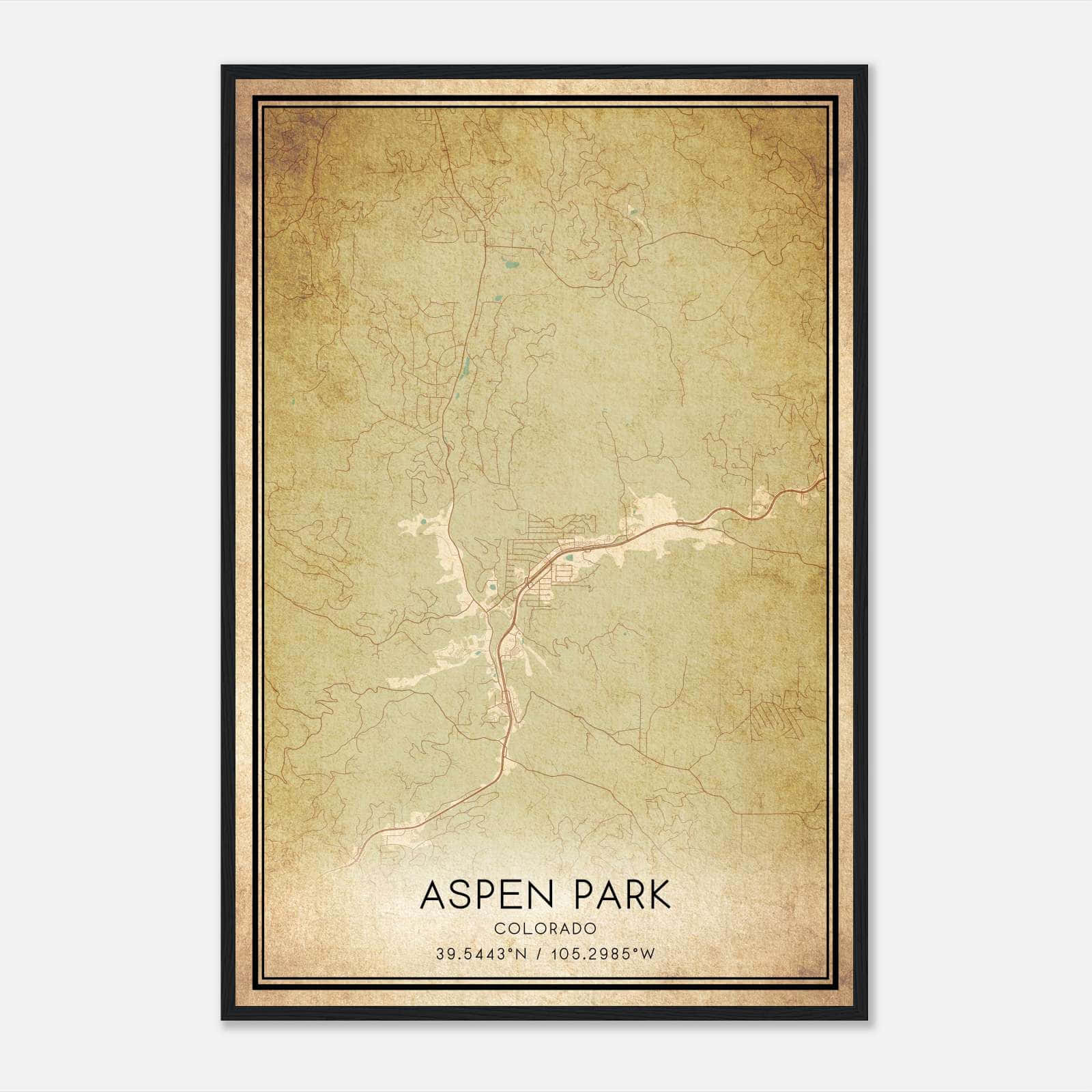 Vintage Aspen Park Colorado Map Poster, Aspen Park CO City Road Wall Art Print Vintage Aspen Park Colorado Map Poster, Aspen Park CO City Road Wall Art Print