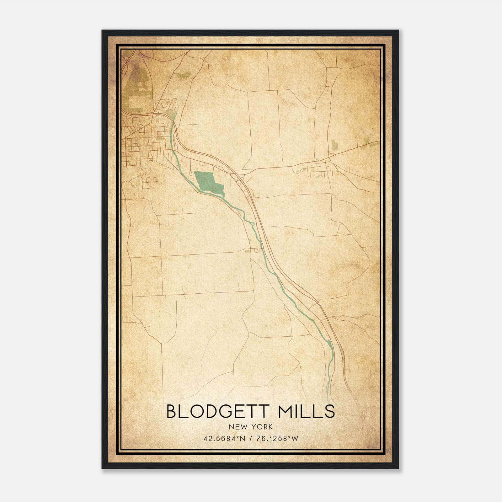 Vintage Blodgett Mills New York Map Poster, Blodgett Mills NY City Road Wall Art Print Vintage Blodgett Mills New York Map Poster, Blodgett Mills NY City Road Wall Art Print