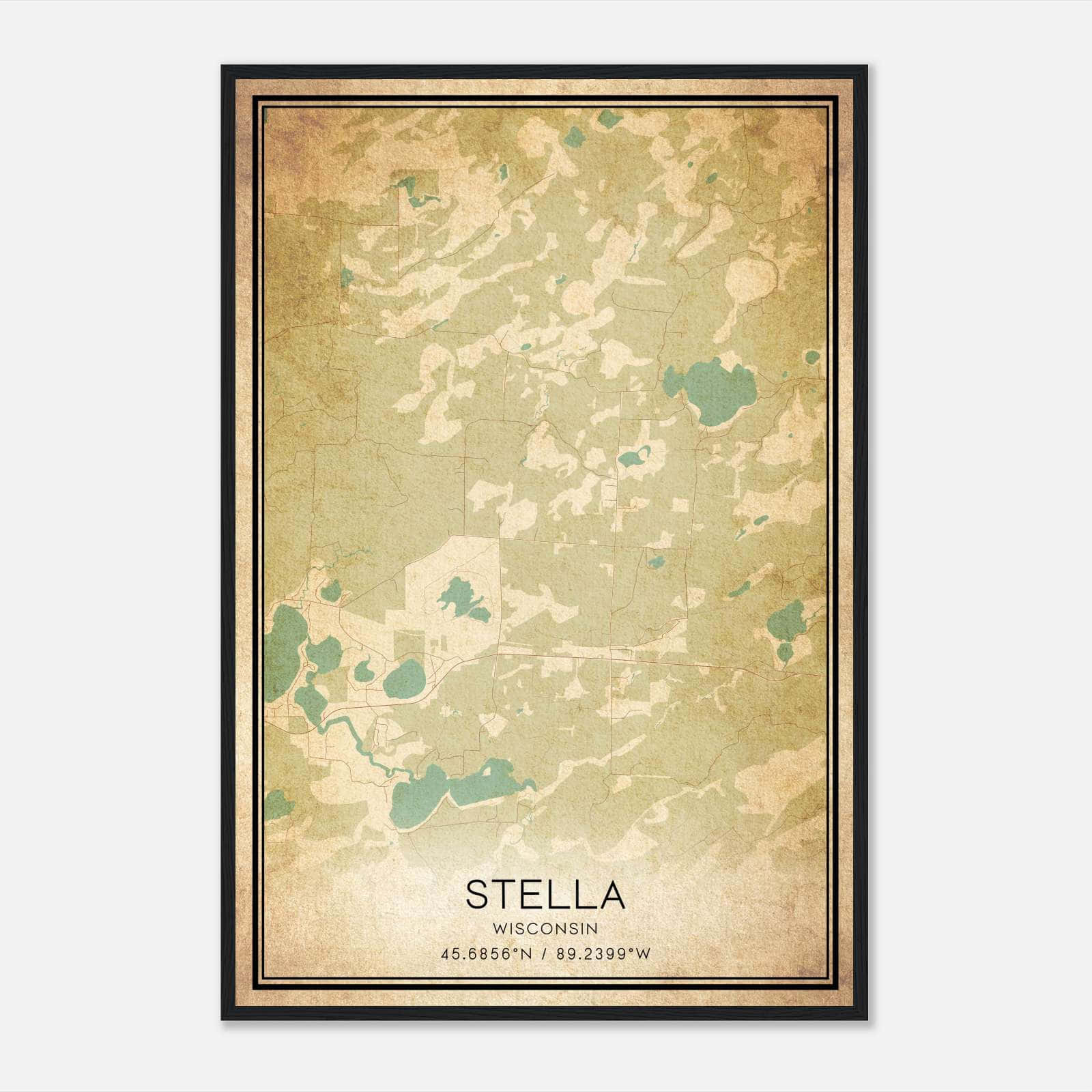 Vintage Stella Wisconsin Map Poster, Stella WI City Road Wall Art Print Vintage Stella Wisconsin Map Poster, Stella WI City Road Wall Art Print