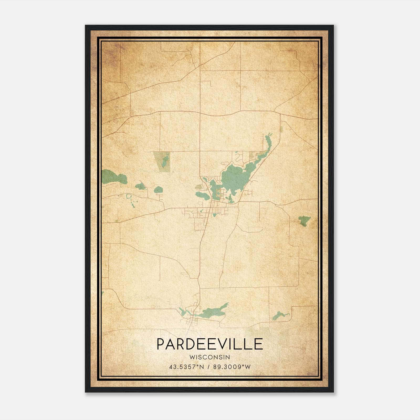 Vintage Pardeeville Wisconsin Map Poster, Pardeeville WI City Road Wall Art Print Vintage Pardeeville Wisconsin Map Poster, Pardeeville WI City Road Wall Art Print
