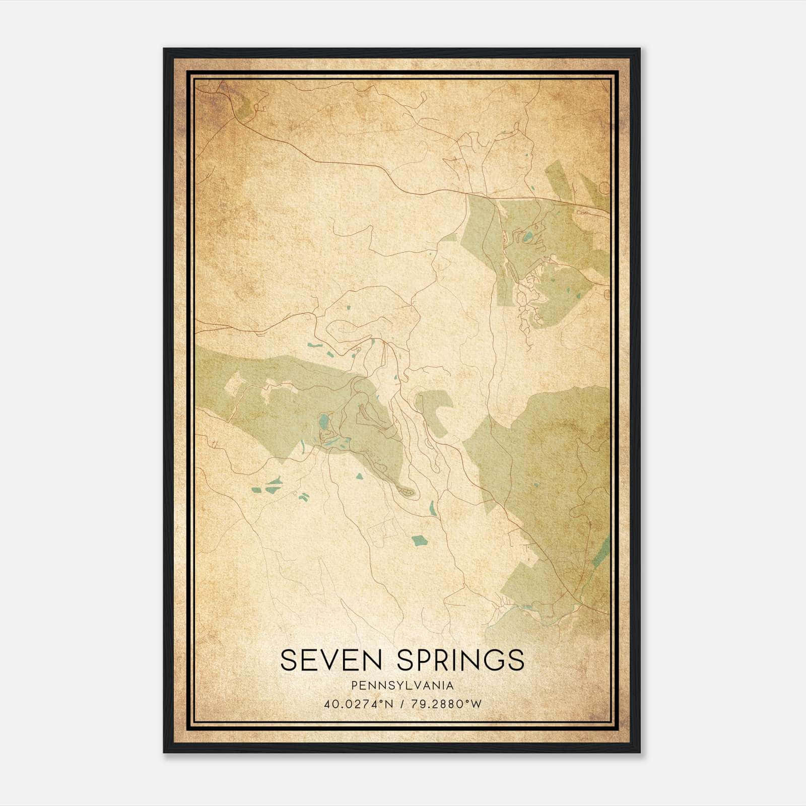 Vintage Seven Springs Pennsylvania Map Poster, Seven Springs PA City Road Wall Art Print Vintage Seven Springs Pennsylvania Map Poster, Seven Springs PA City Road Wall Art Print