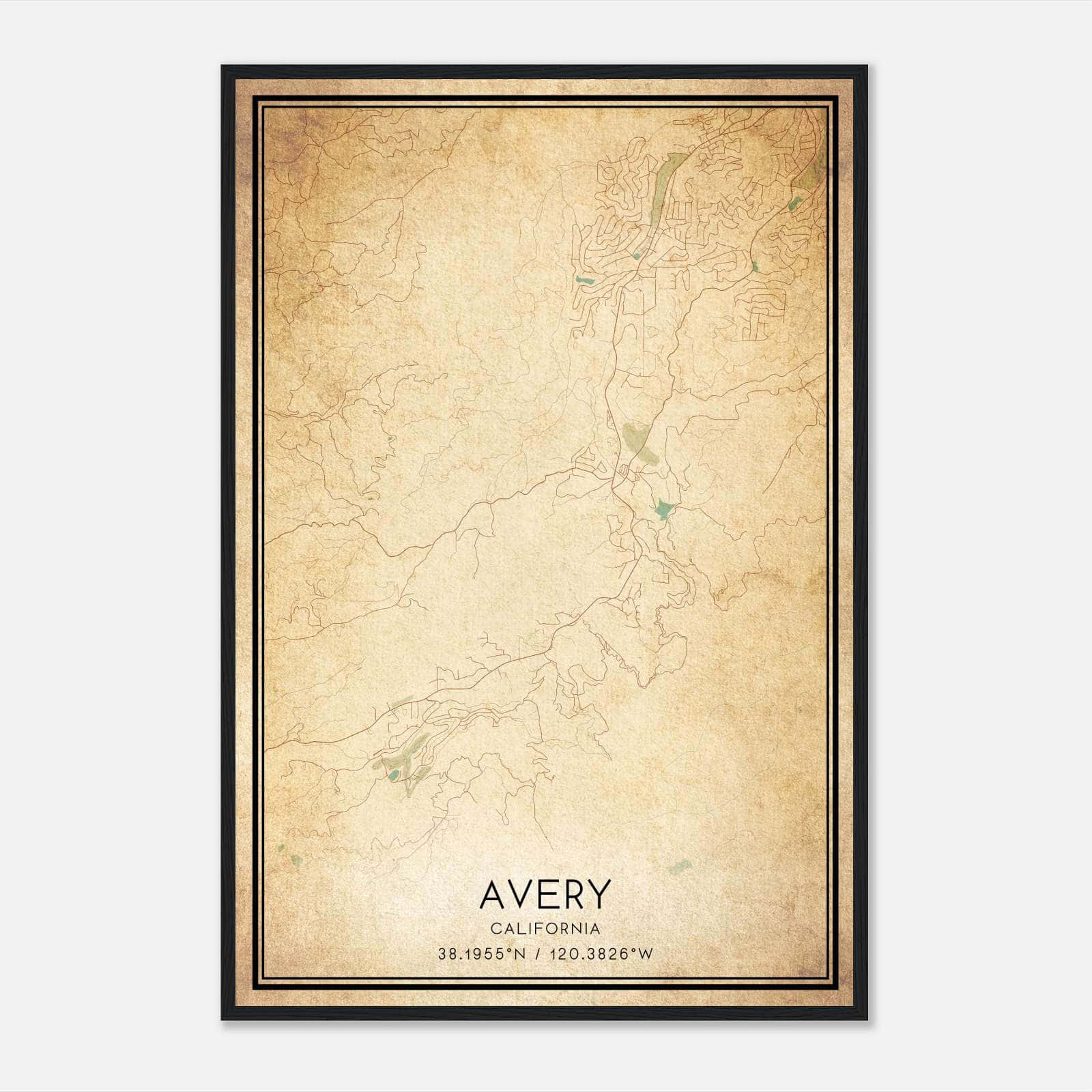 Vintage Avery California Map Poster, Avery CA City Road Wall Art Print Vintage Avery California Map Poster, Avery CA City Road Wall Art Print