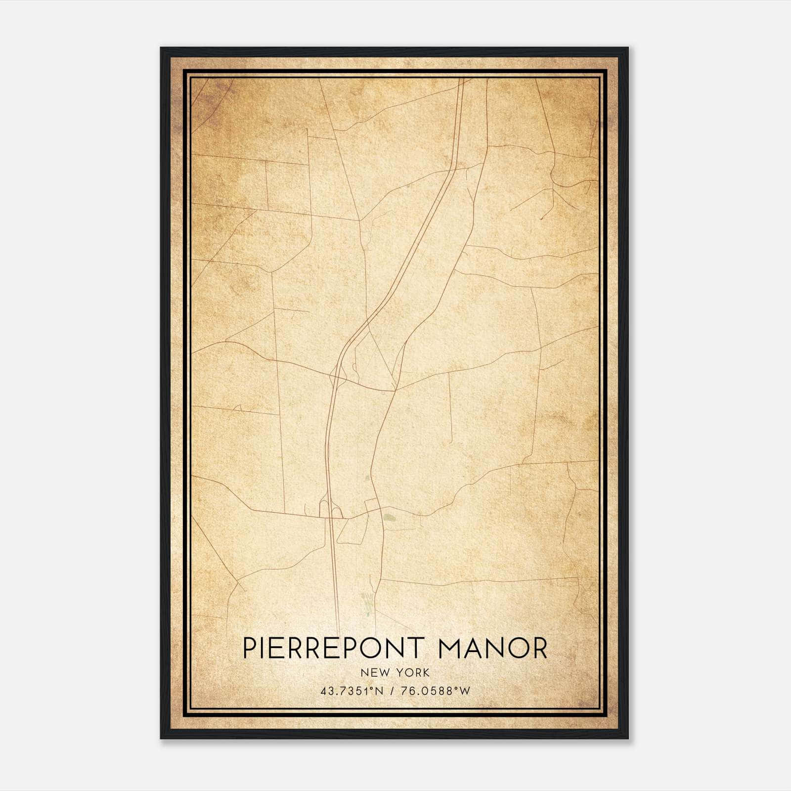 Vintage Pierrepont Manor New York Map Poster, Pierrepont Manor NY City Road Wall Art Print Vintage Pierrepont Manor New York Map Poster, Pierrepont Manor NY City Road Wall Art Print