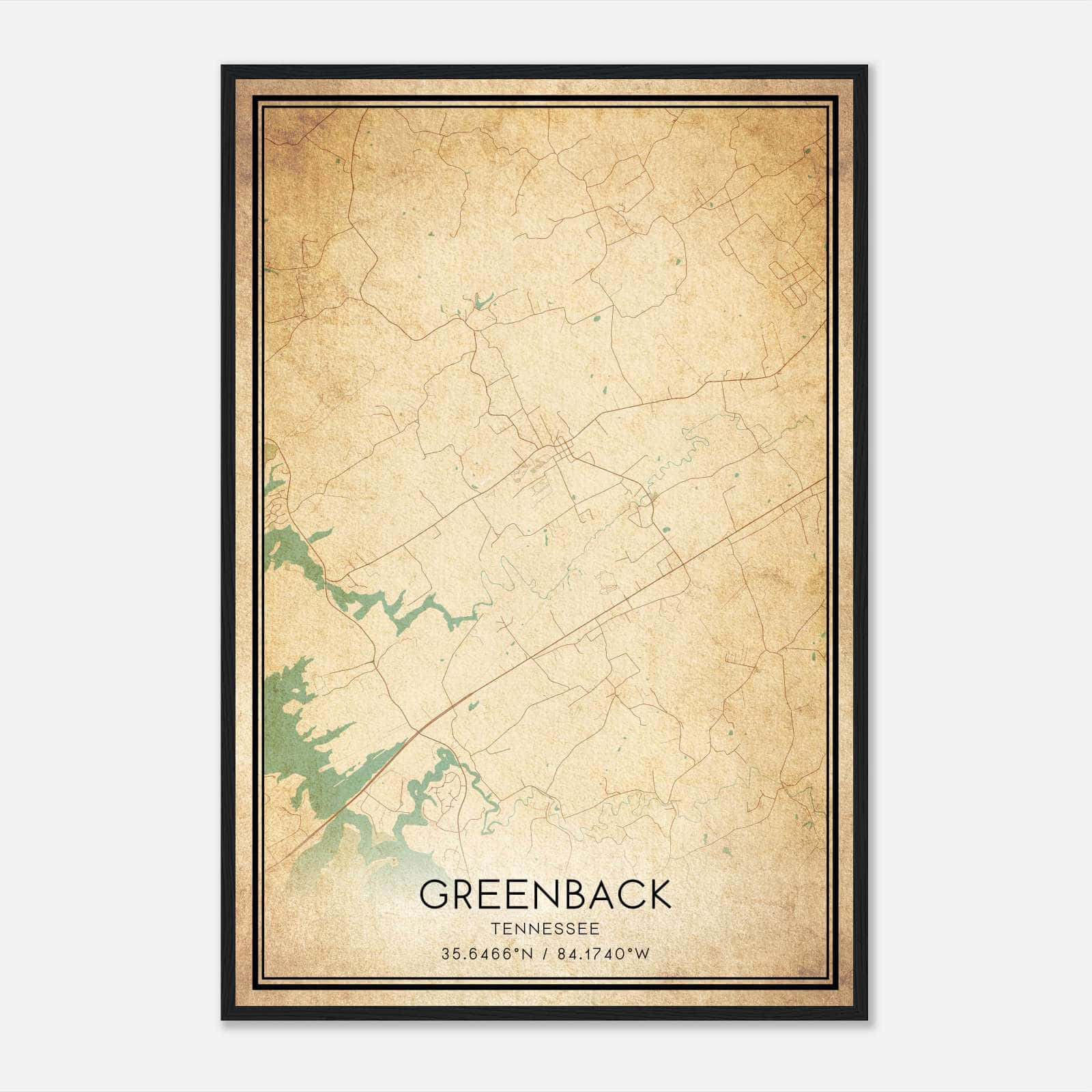 Vintage Greenback Tennessee Map Poster, Greenback TN City Road Wall Art Print Vintage Greenback Tennessee Map Poster, Greenback TN City Road Wall Art Print
