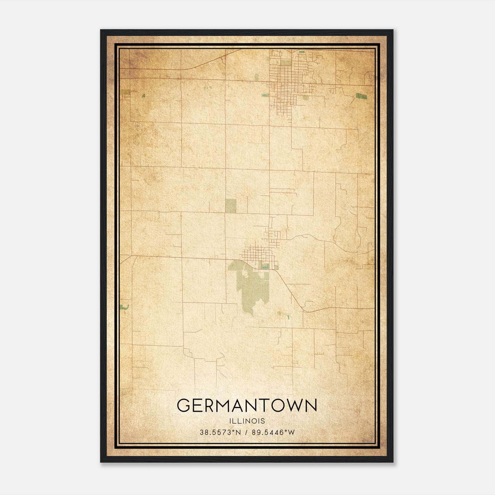 Vintage Germantown Illinois Map Poster, Germantown IL City Road Wall Art Print Vintage Germantown Illinois Map Poster, Germantown IL City Road Wall Art Print